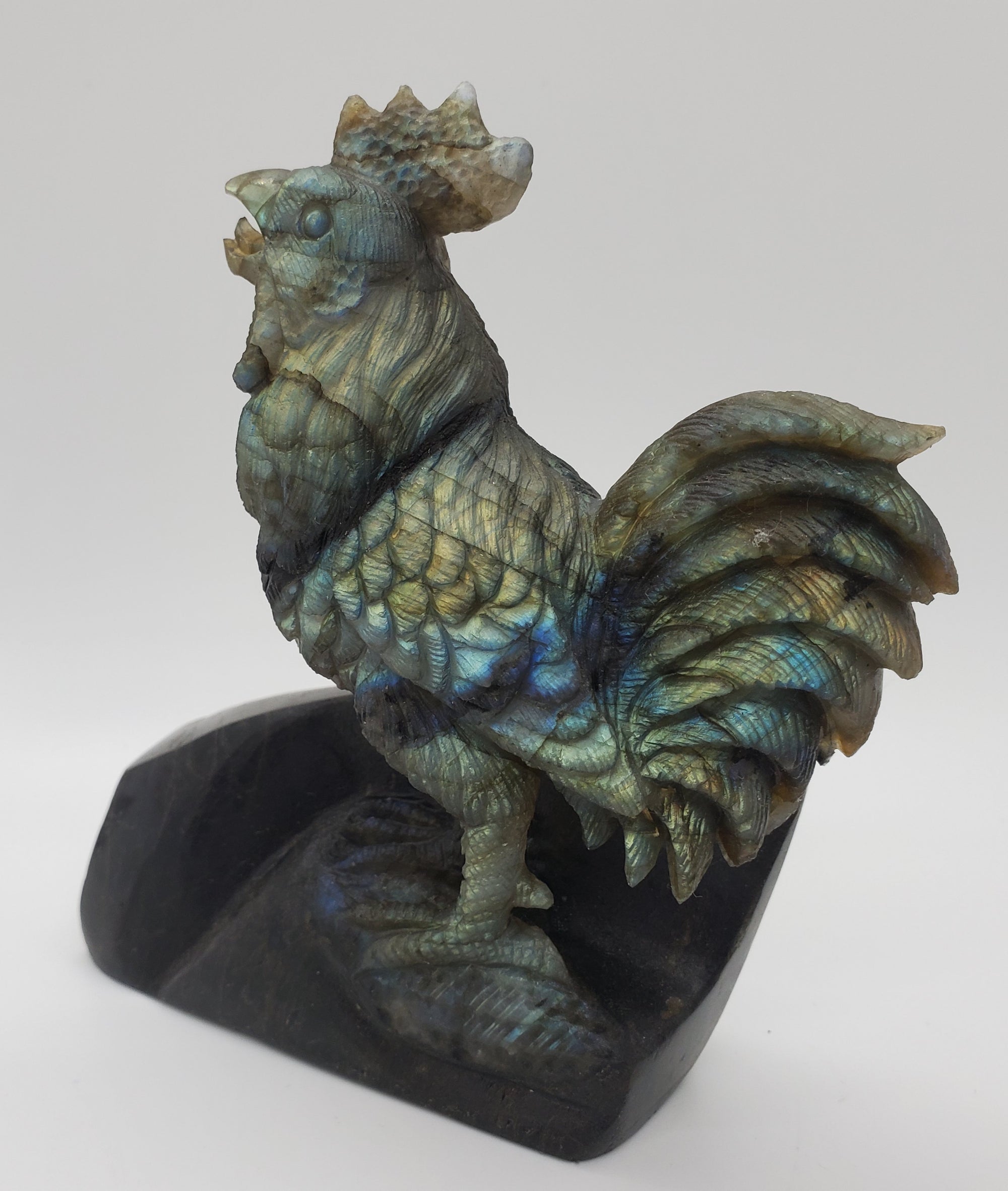 Labradorite Rooster Carving