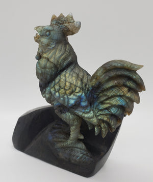 Labradorite Rooster Carving