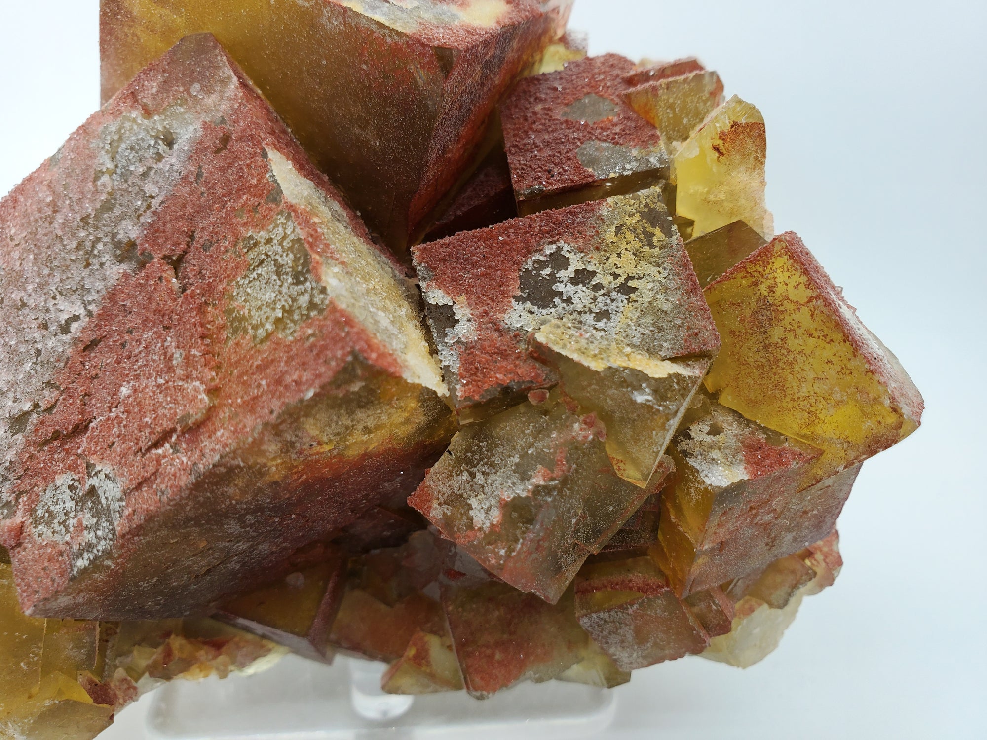 Hematite and Quartz over Fluorite