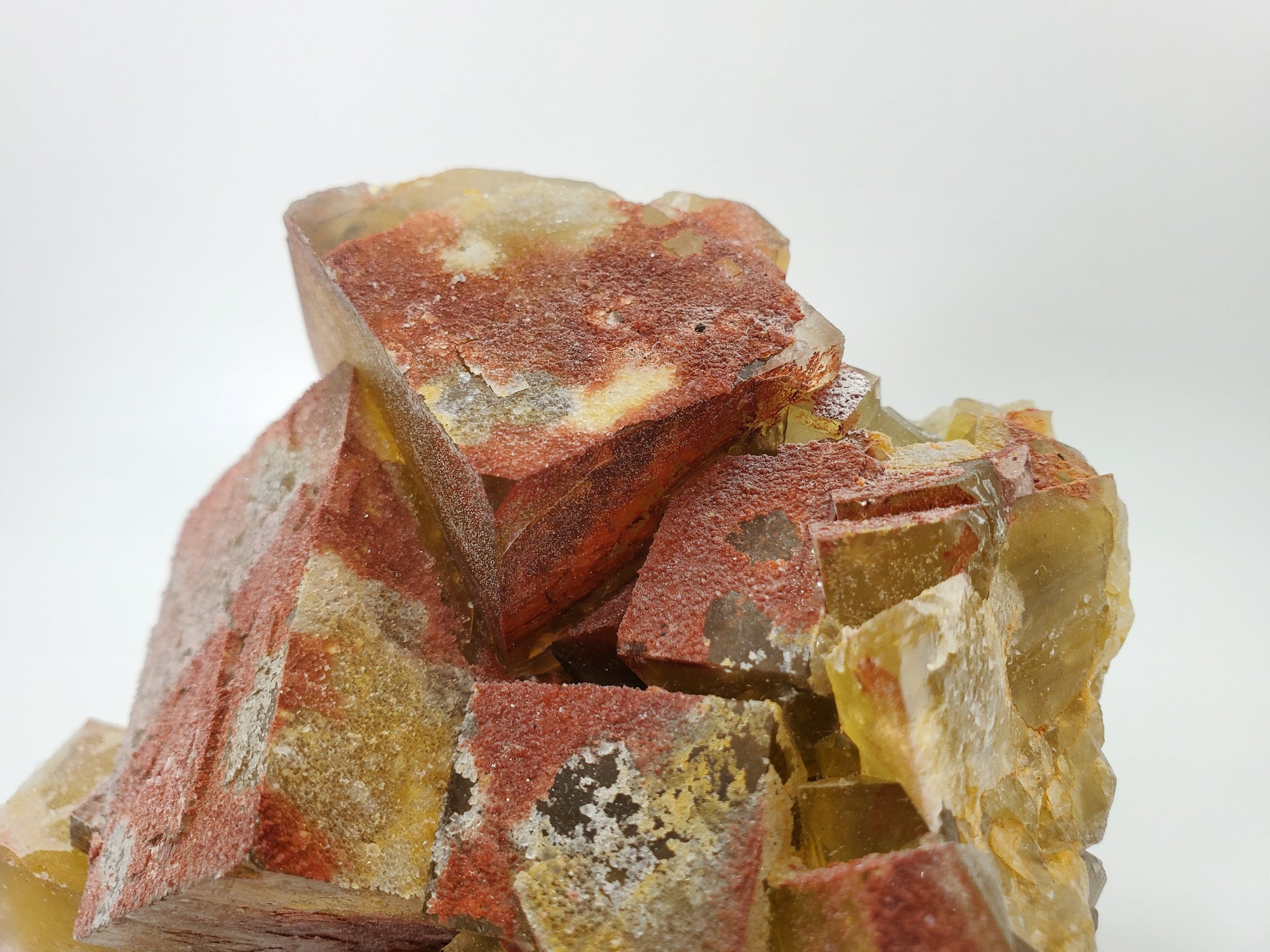 Hematite and Quartz over Fluorite