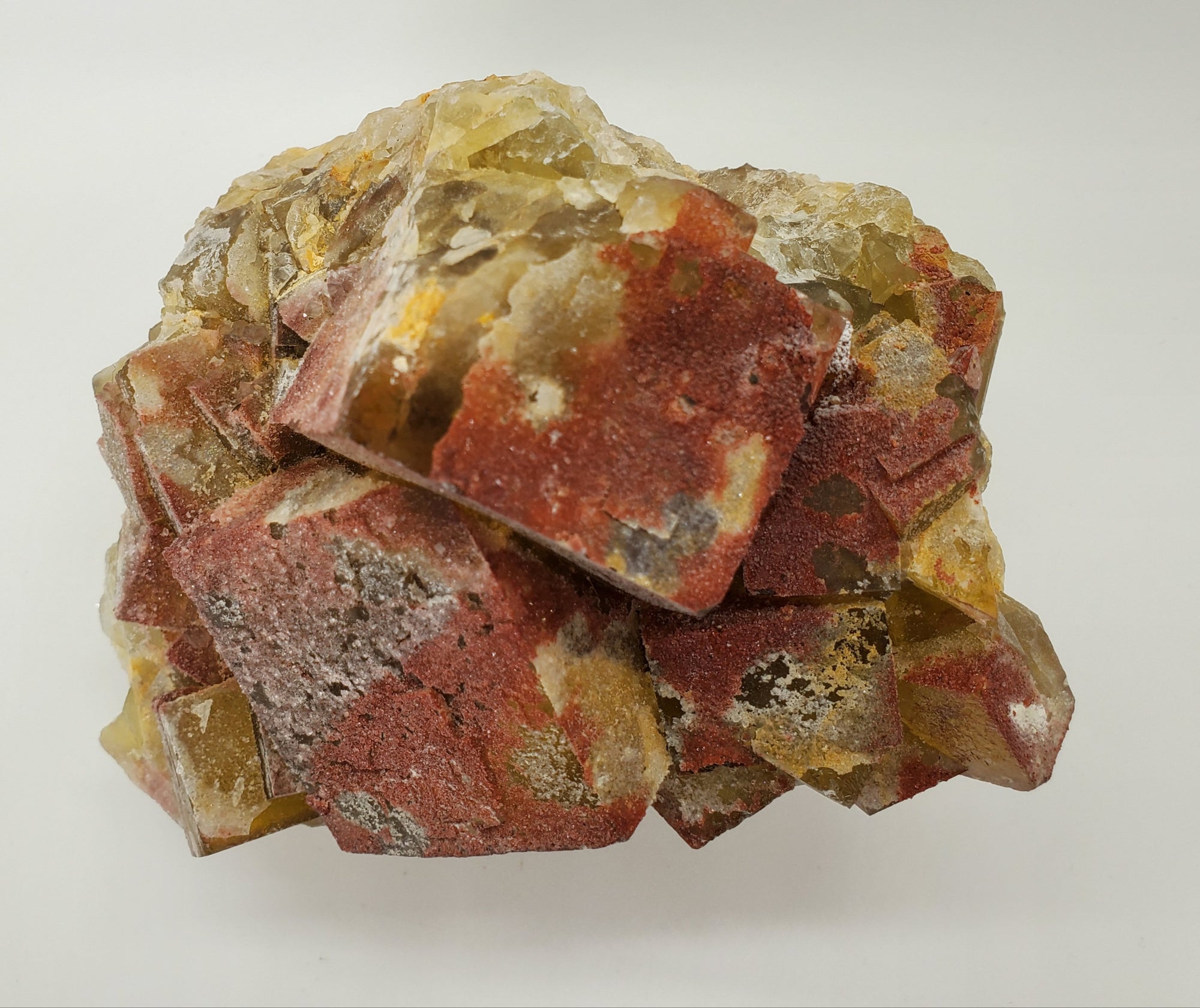 Hematite and Quartz over Fluorite