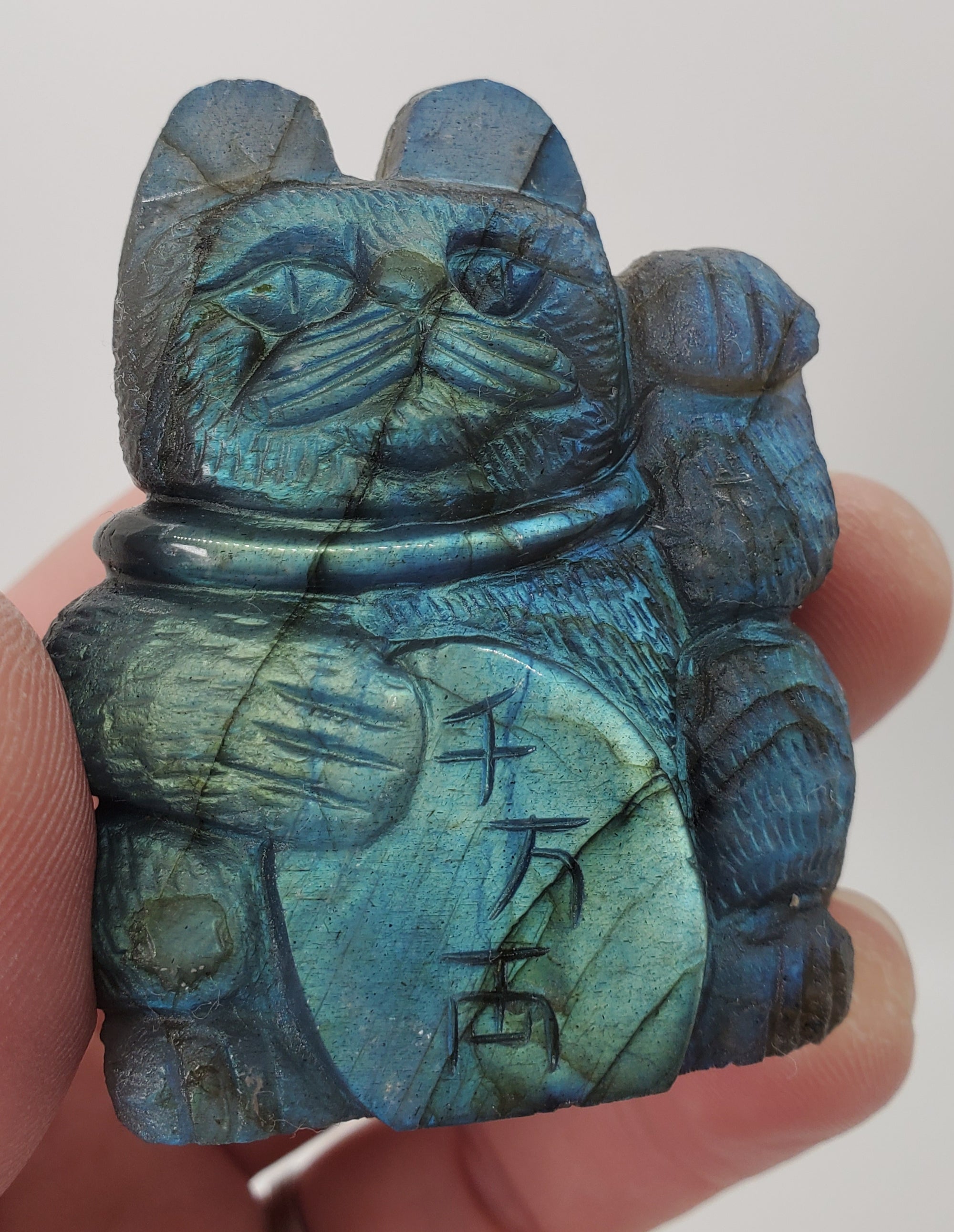 Labradorite Lucky Cat Carving