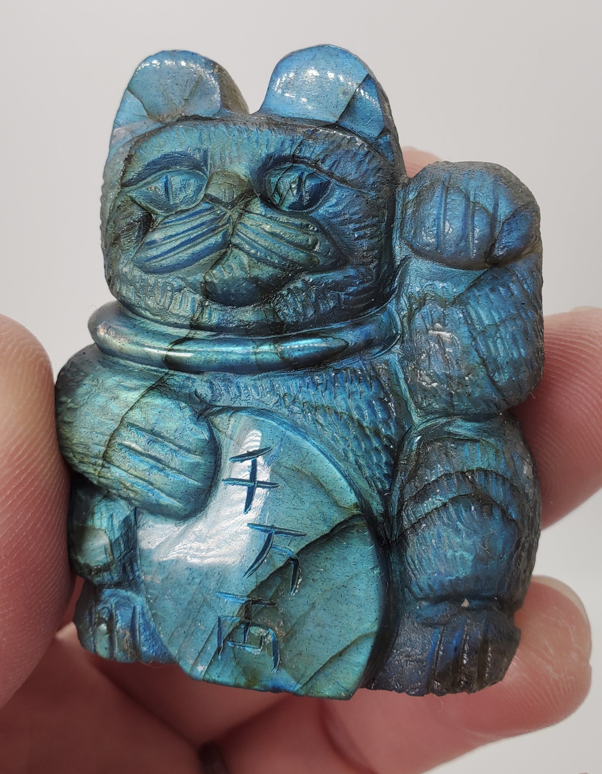 Labradorite Lucky Cat Carving
