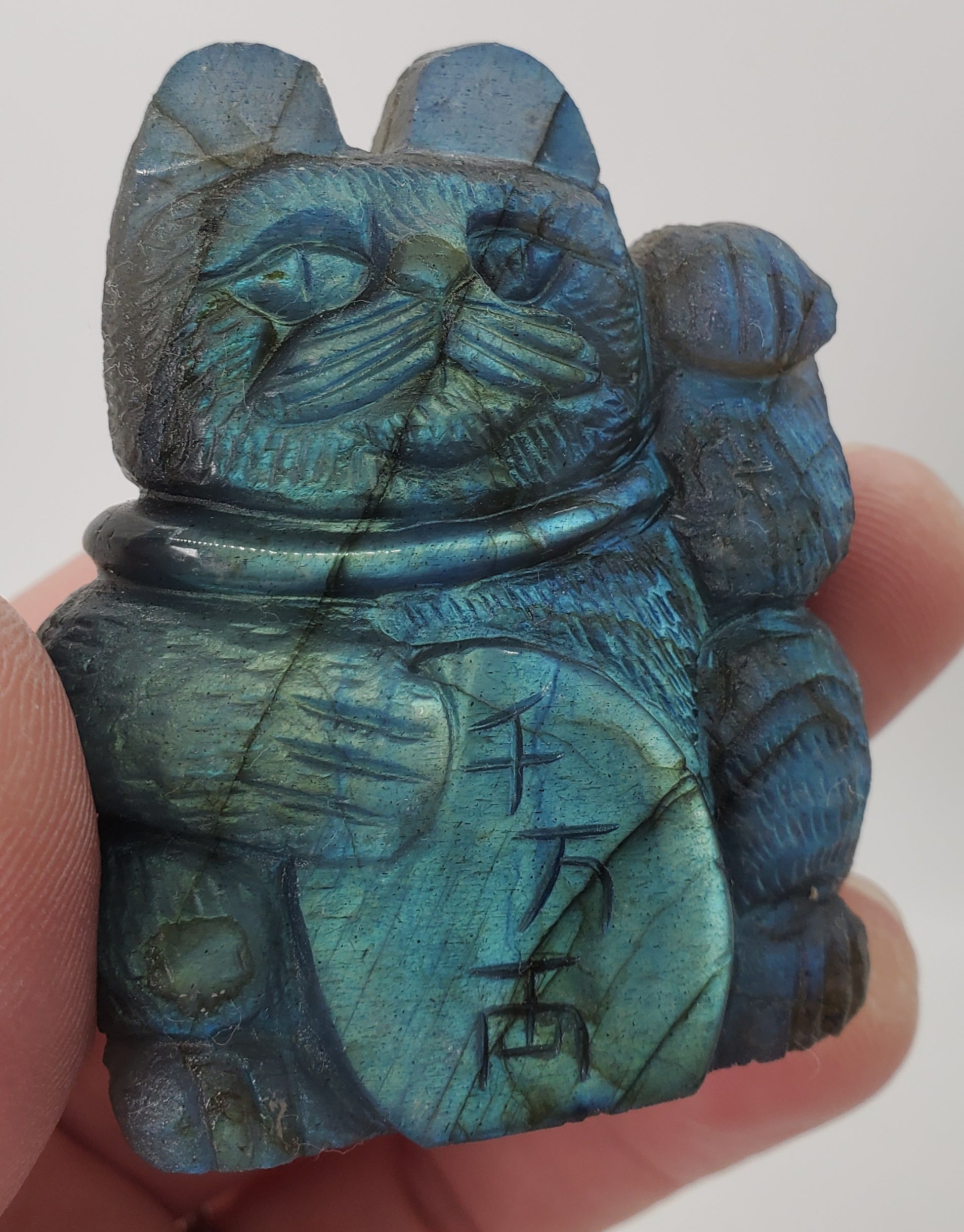Labradorite Lucky Cat Carving