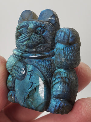 Labradorite Lucky Cat Carving