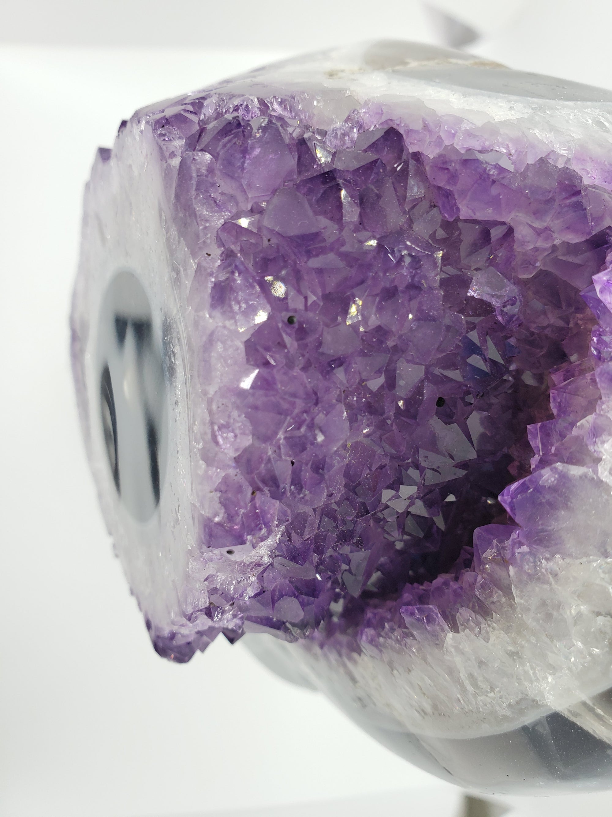 Amethyst Stalactite Eye on Custom Metal Stand, Uruguay