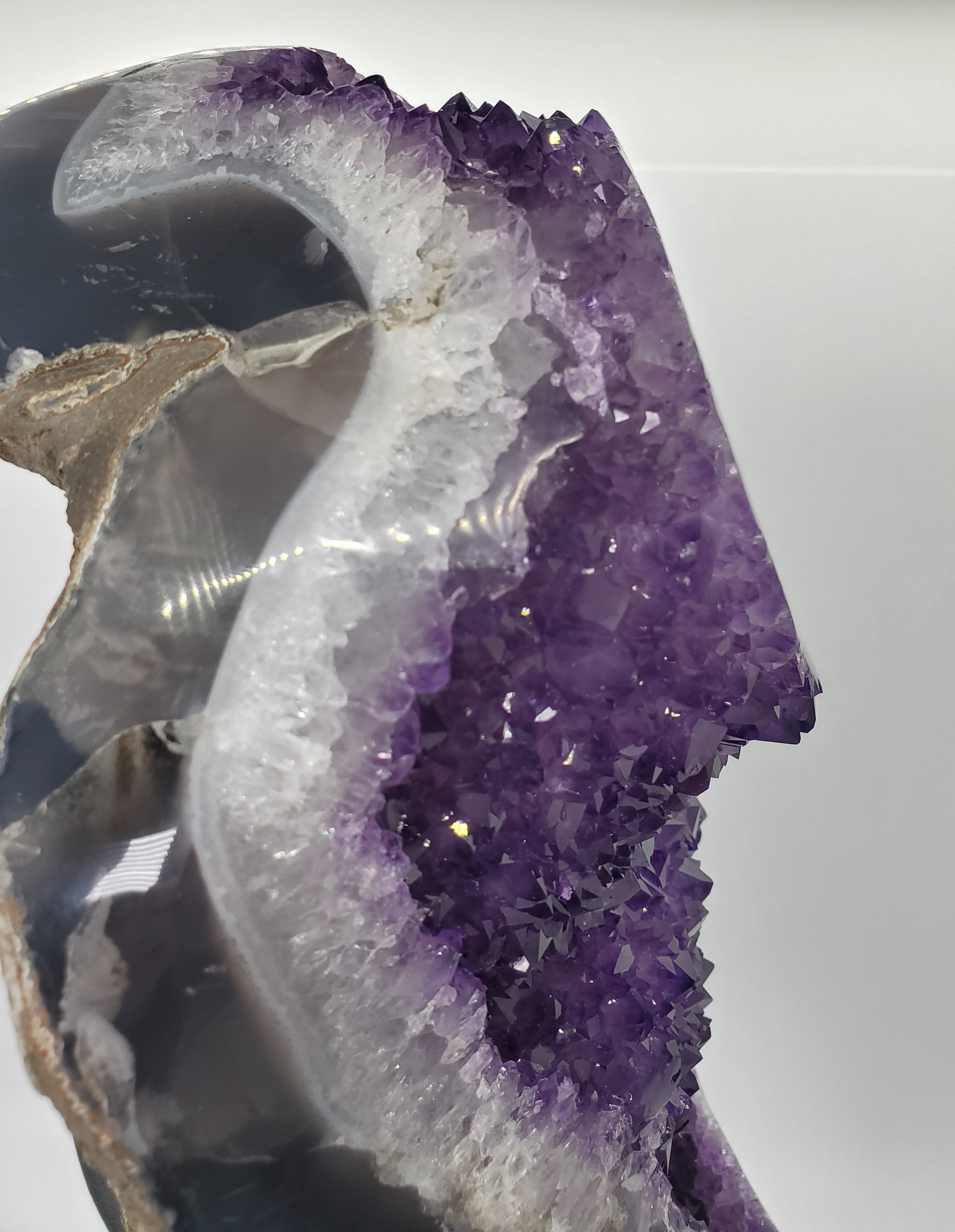 Amethyst Stalactite Eye on Custom Metal Stand, Uruguay