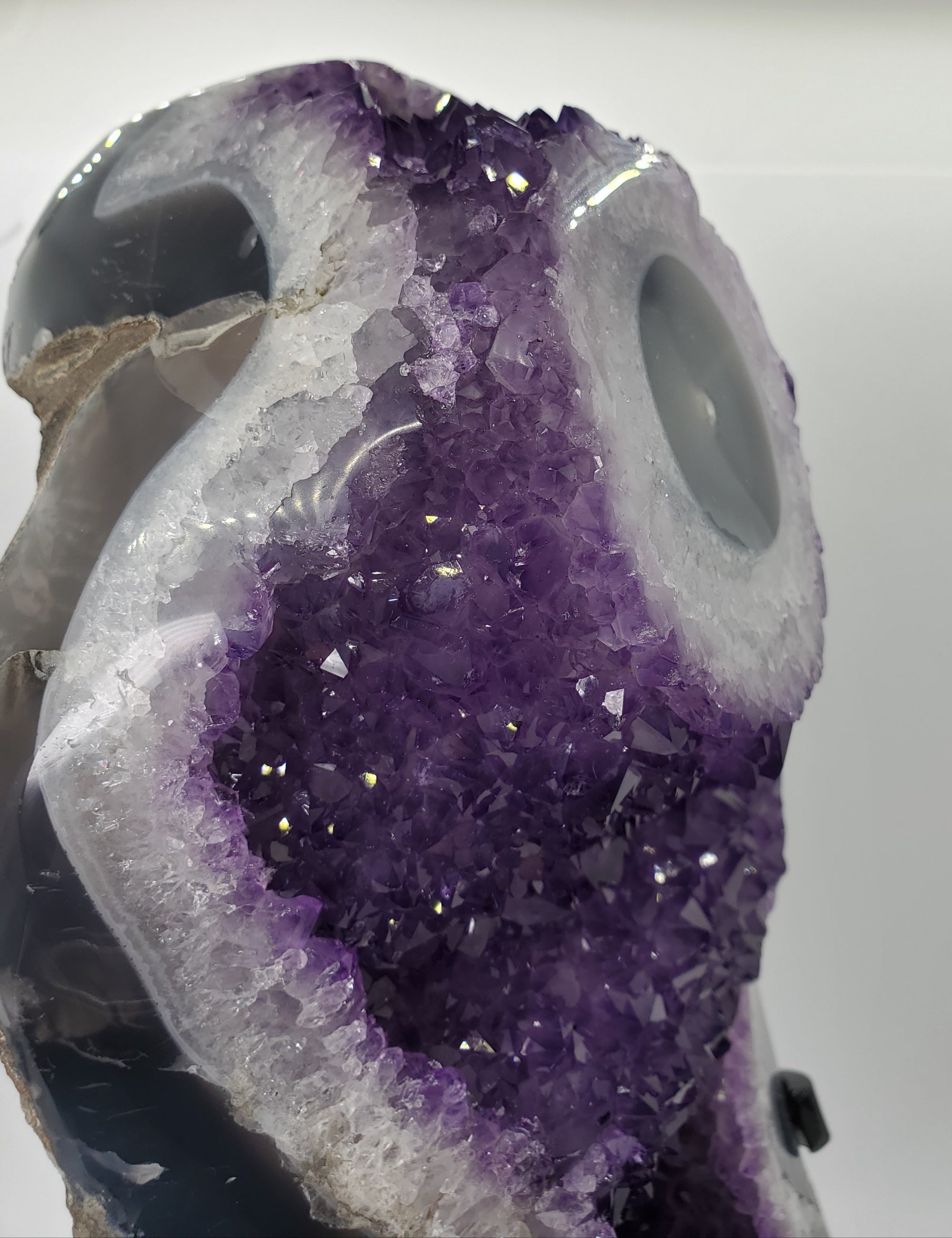 Amethyst Stalactite Eye on Custom Metal Stand, Uruguay