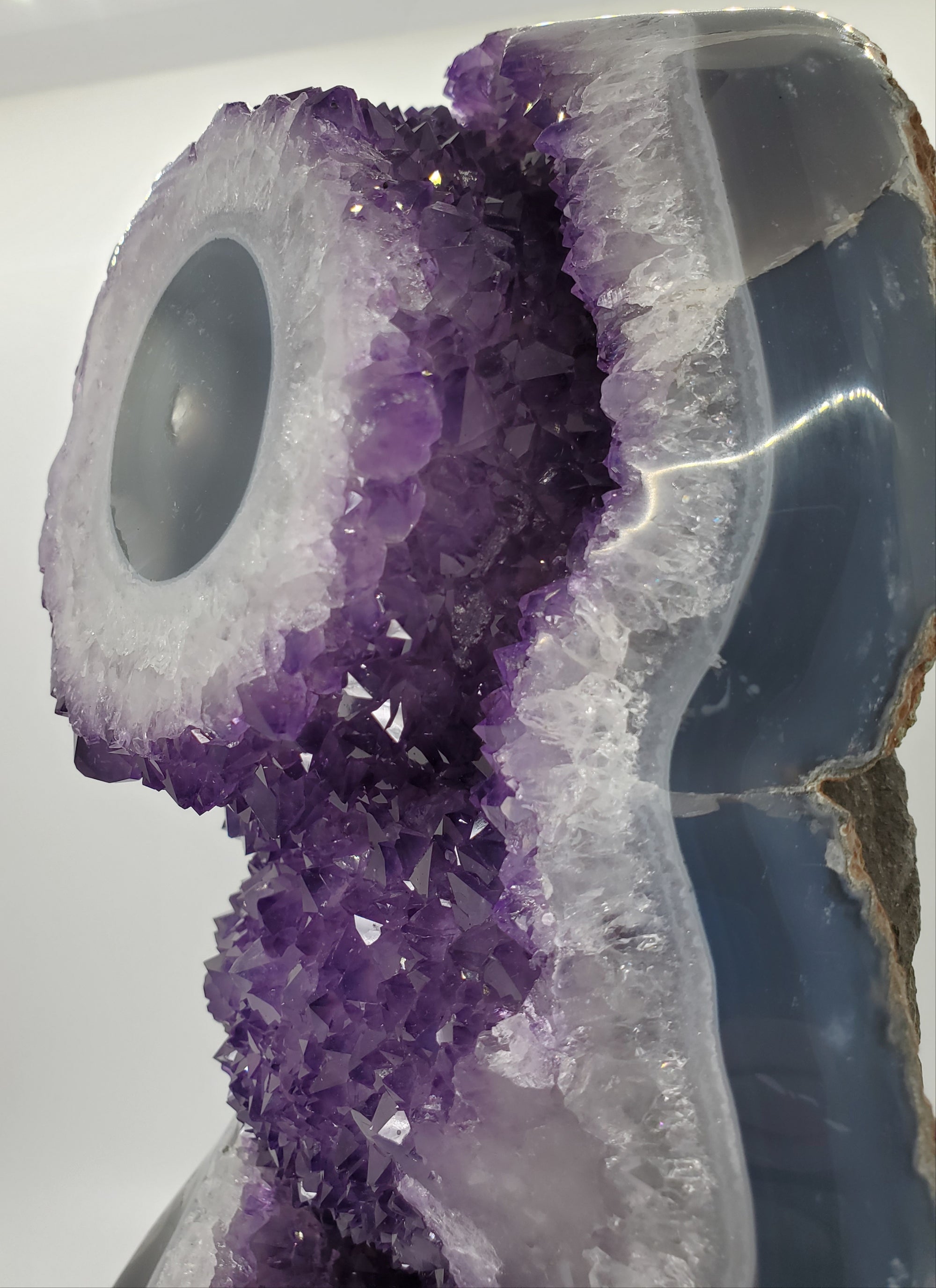 Amethyst Stalactite Eye on Custom Metal Stand, Uruguay