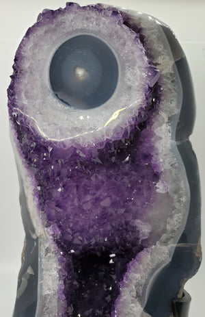 Amethyst Stalactite Eye on Custom Metal Stand, Uruguay