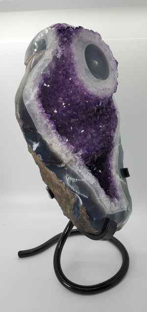 Amethyst Stalactite Eye on Custom Metal Stand, Uruguay