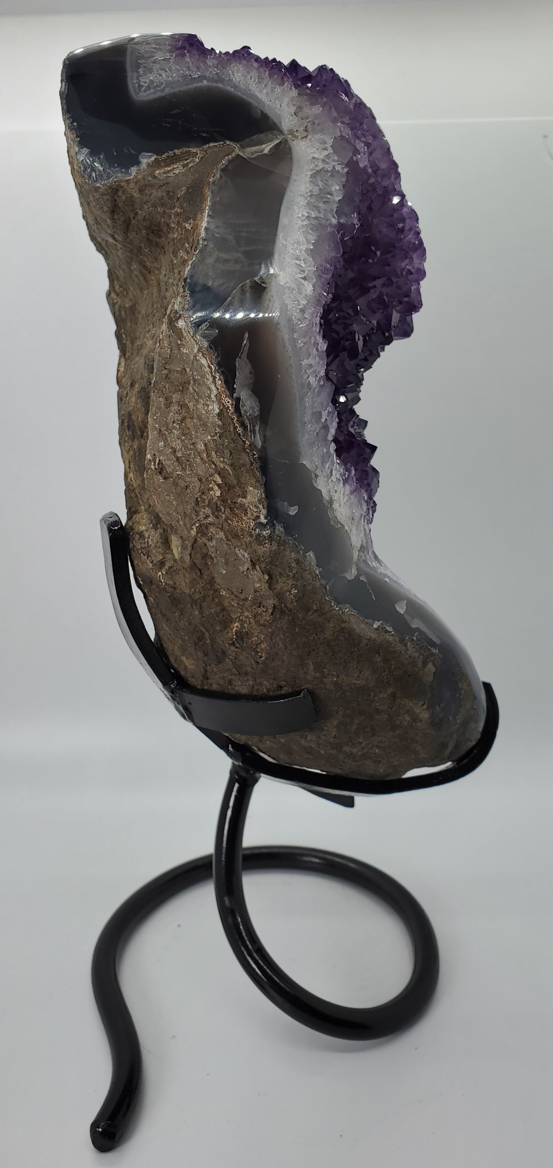 Amethyst Stalactite Eye on Custom Metal Stand, Uruguay