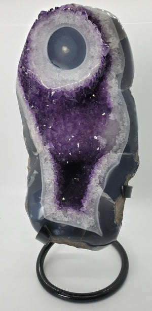 Amethyst Stalactite Eye on Custom Metal Stand, Uruguay