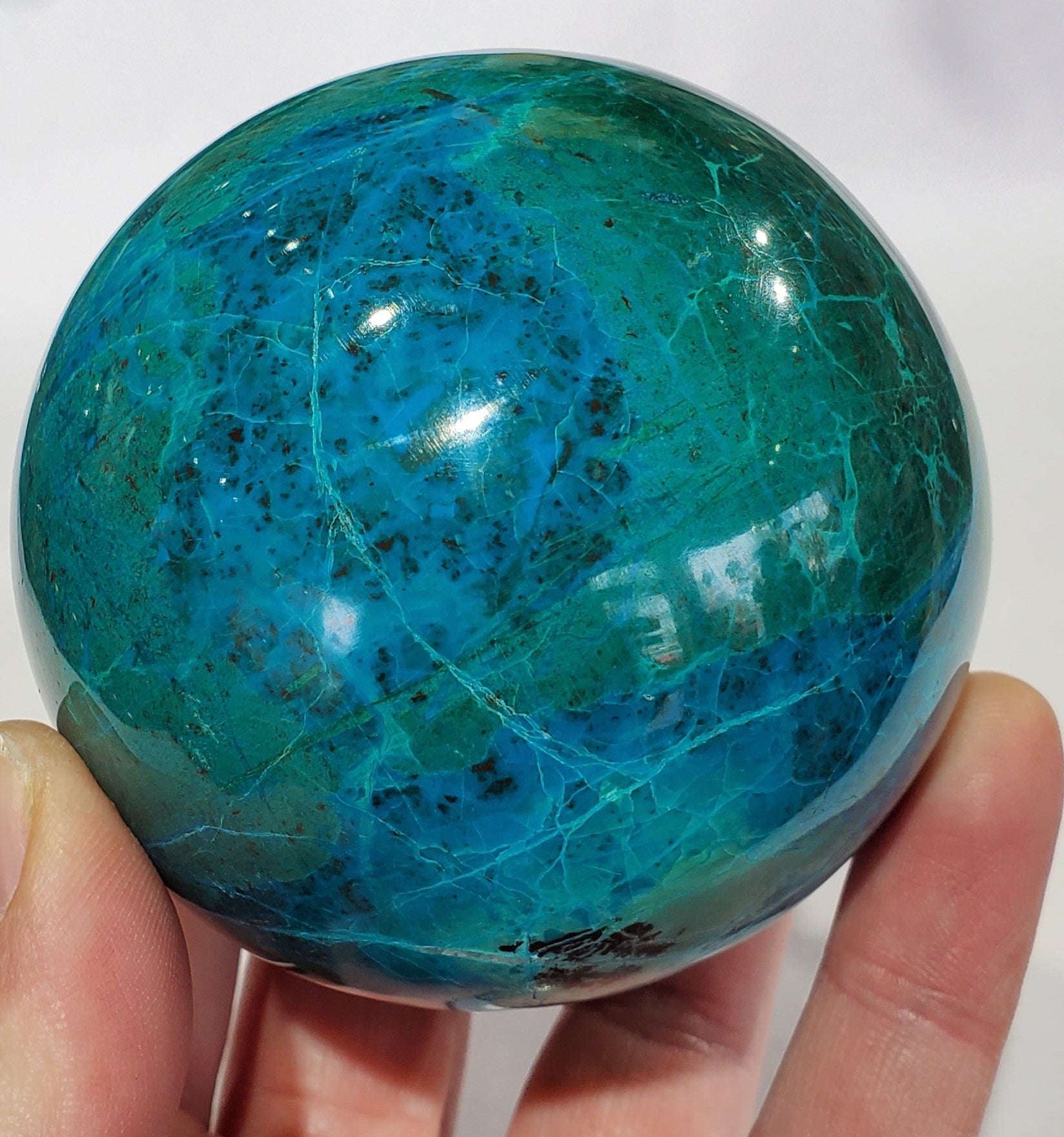 Chrysocolla and Malachite Sphere, Peru