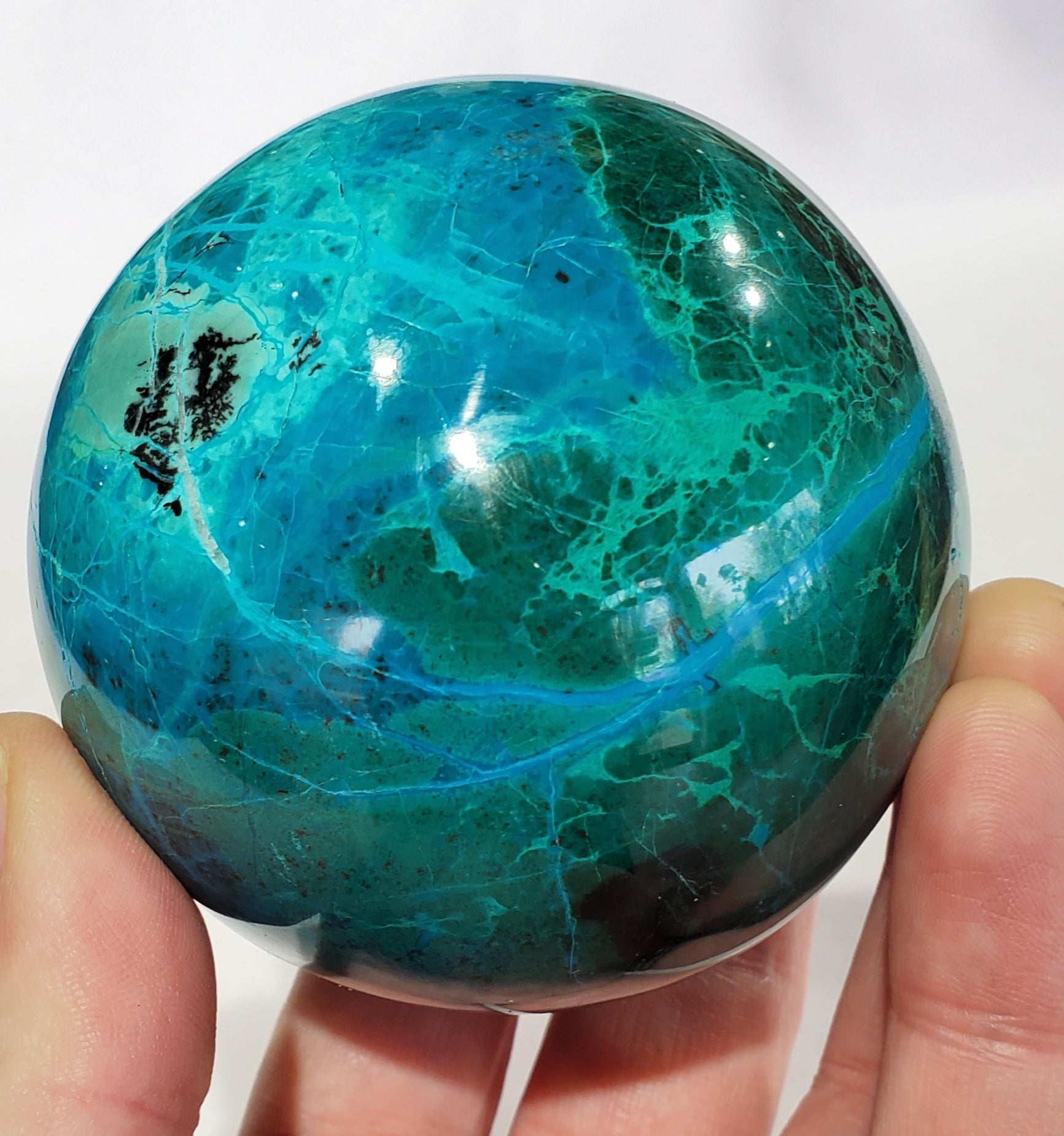 Chrysocolla and Malachite Sphere, Peru