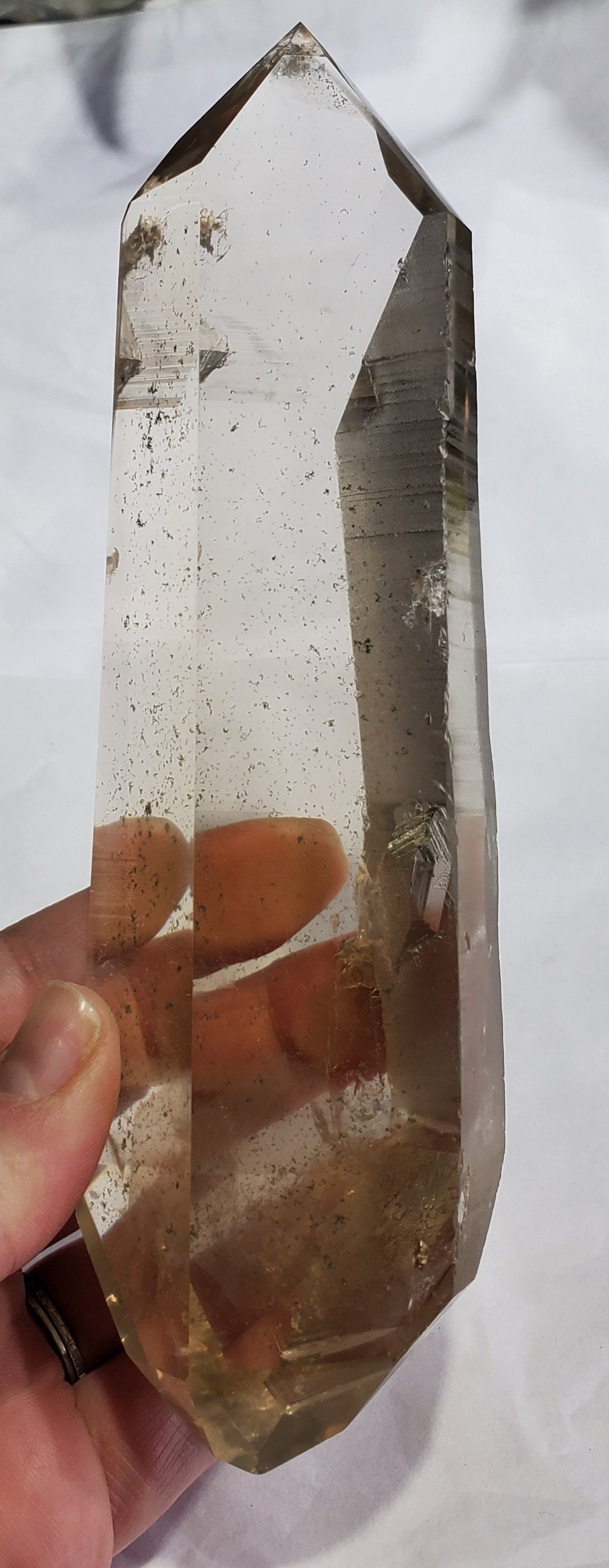 Double Terminated Natural Citrine Lemurian w/ Chlorite Phantom