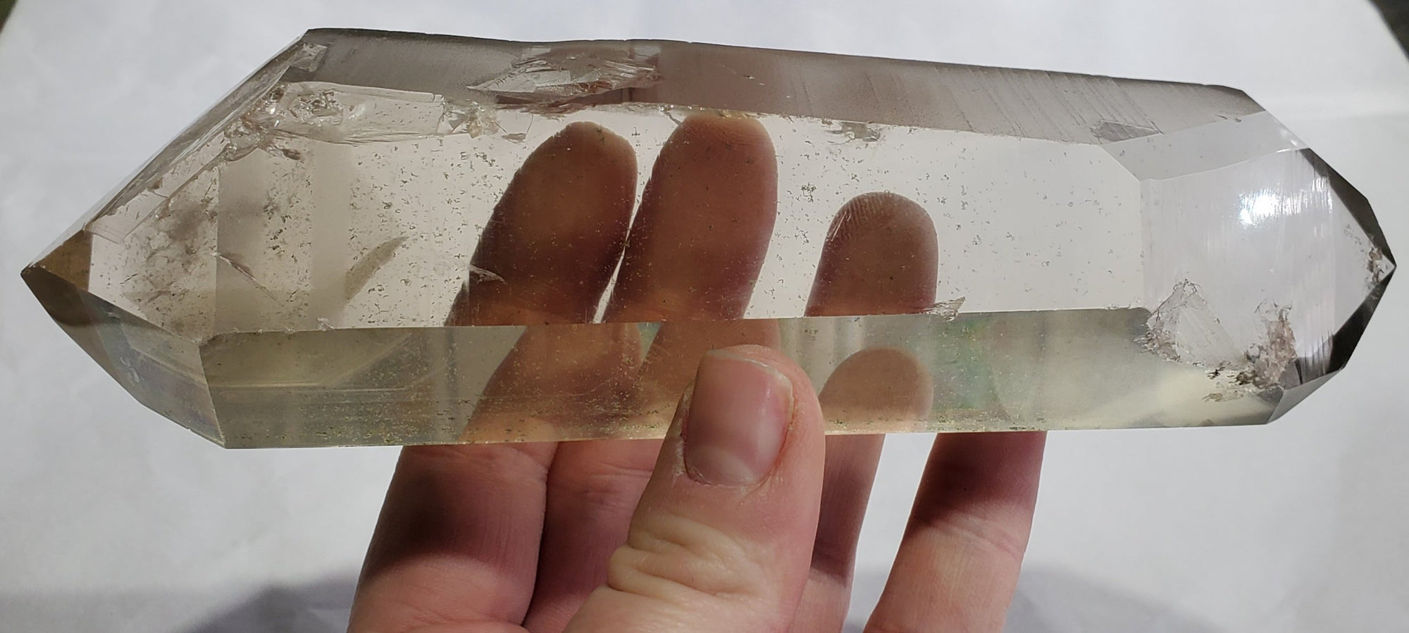 Double Terminated Natural Citrine Lemurian w/ Chlorite Phantom