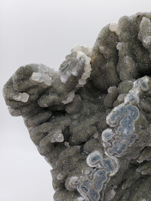 Druzy Quartz Stalactite Formation w/ Calcite on Custom Metal Stand,  Uruguay