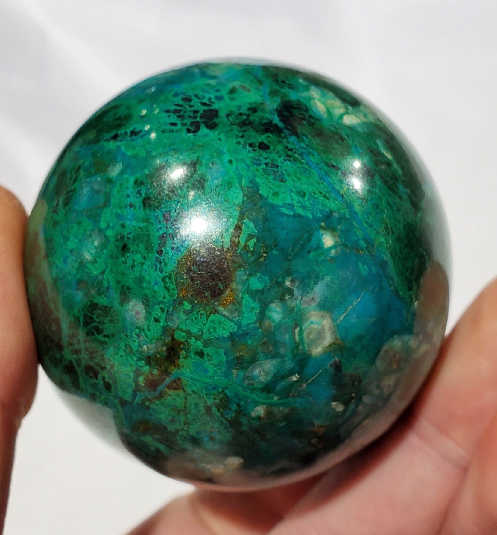 Chrysocolla and Malachite Sphere, Peru