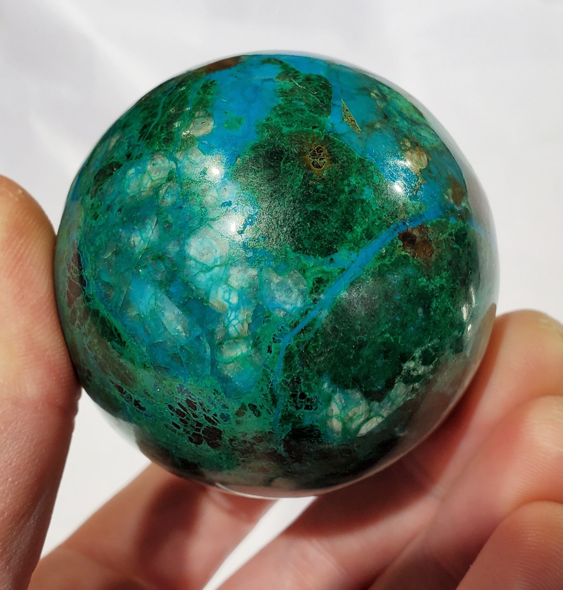 Chrysocolla and Malachite Sphere, Peru