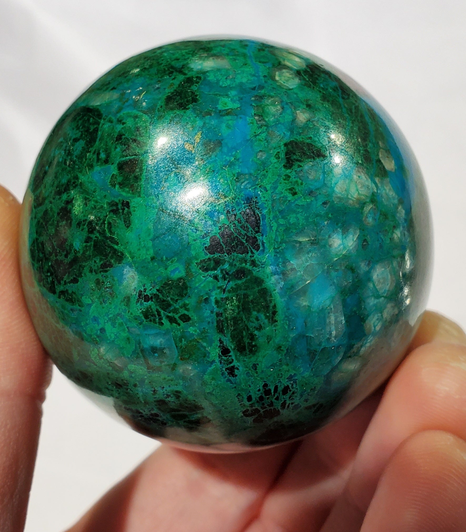 Chrysocolla and Malachite Sphere, Peru