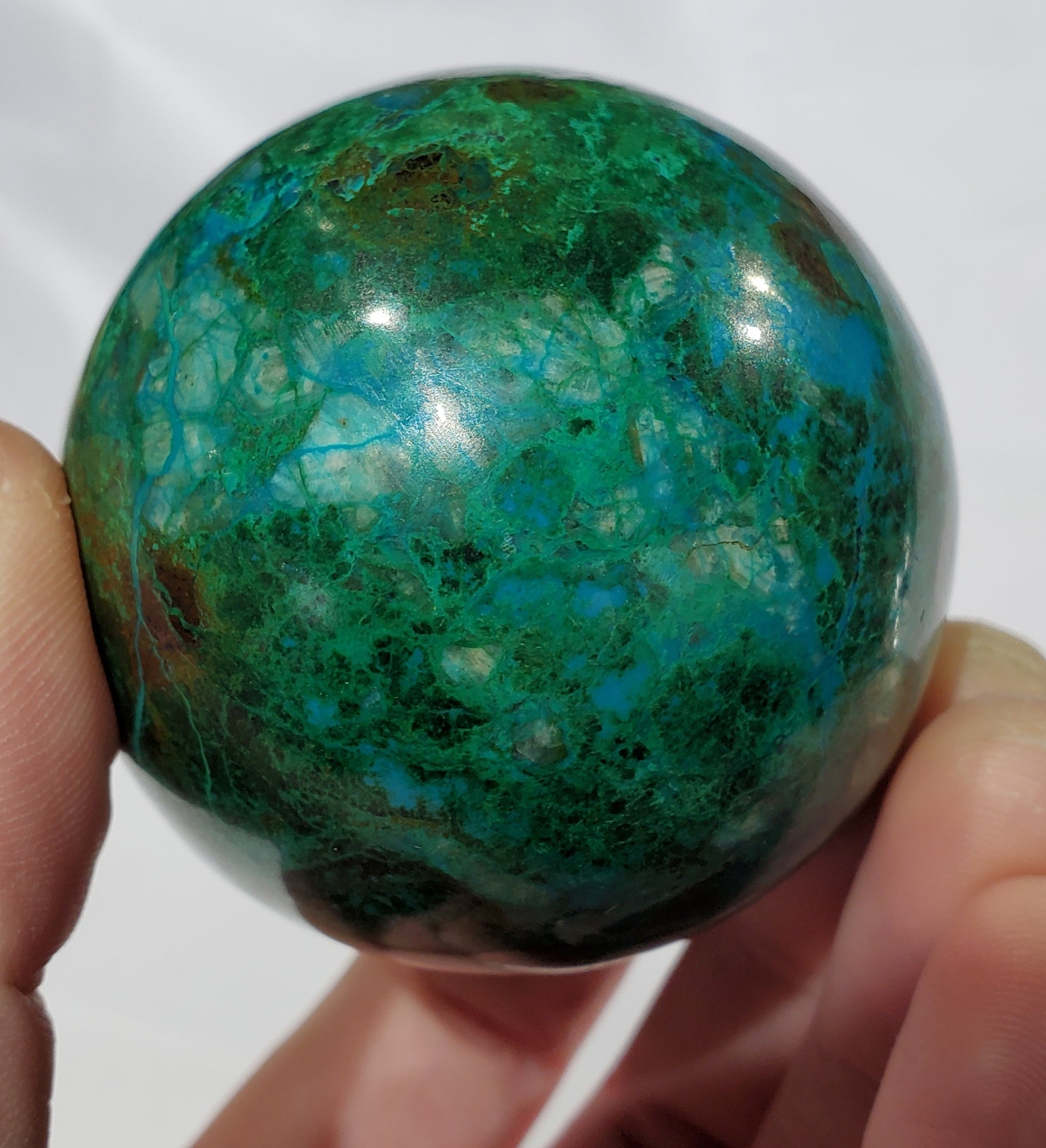 Chrysocolla and Malachite Sphere, Peru