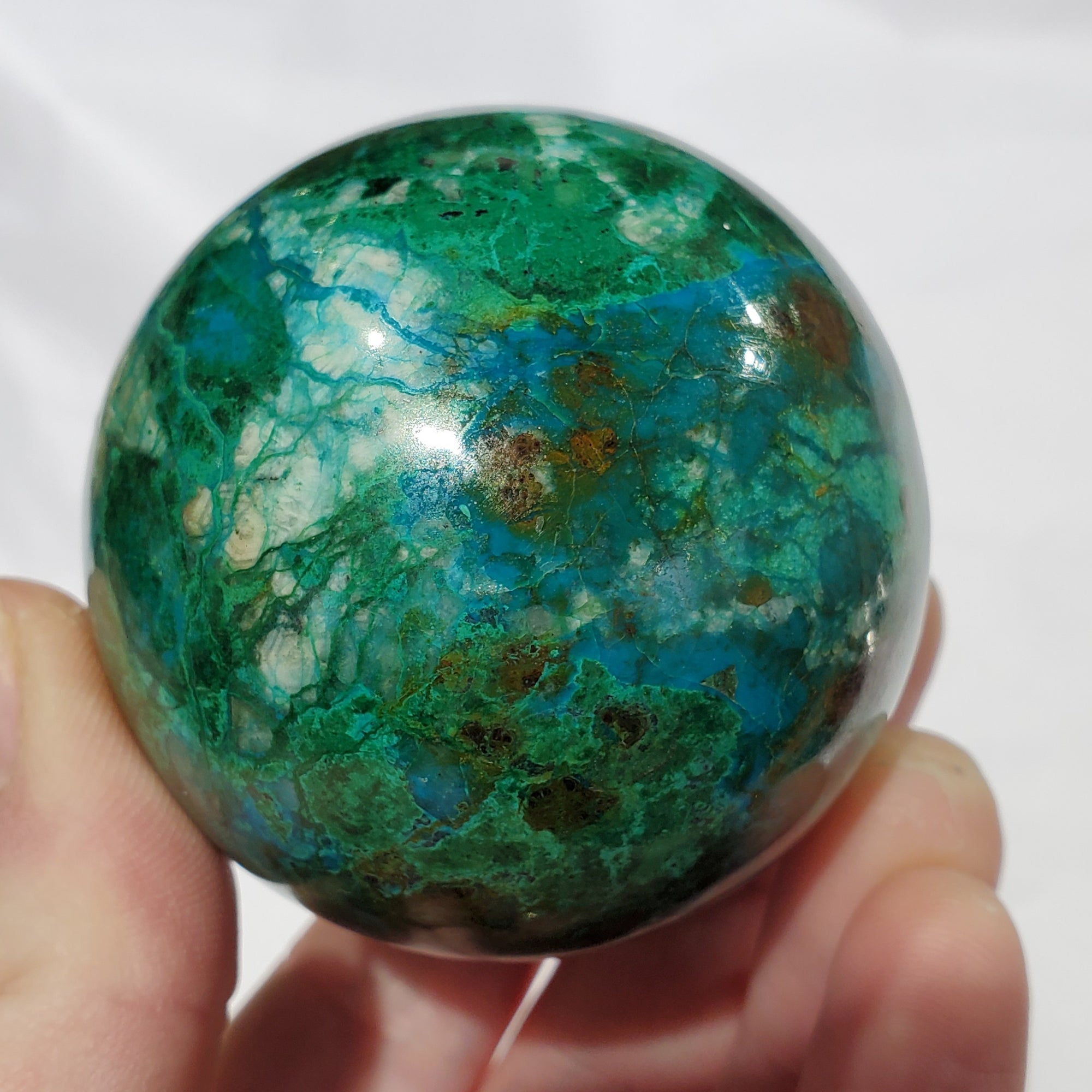 Chrysocolla and Malachite Sphere, Peru