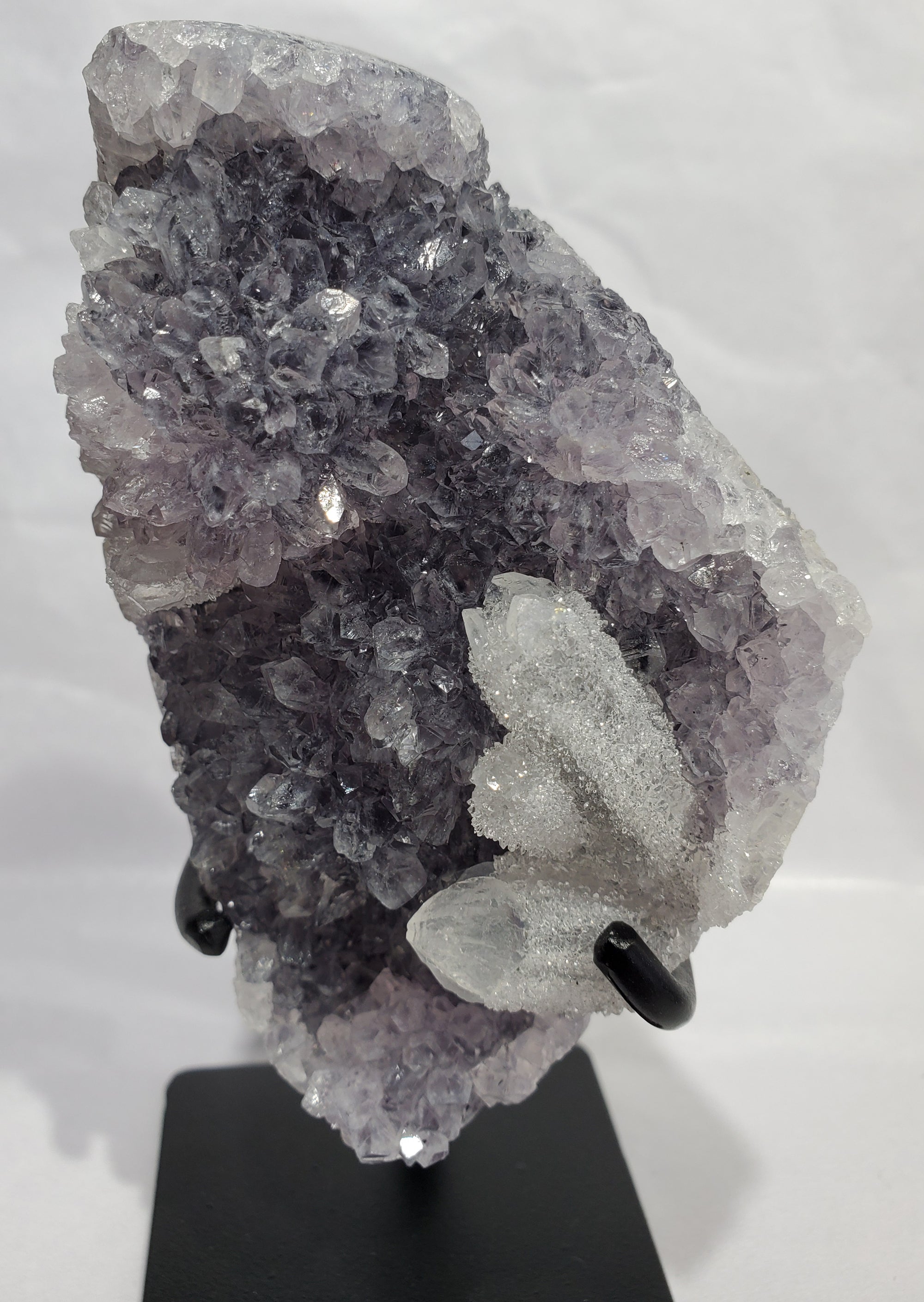 Amethyst with Druzy Quartz on Custom Stand (Uruguay)