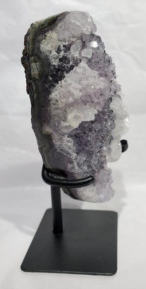 Amethyst with Druzy Quartz on Custom Stand (Uruguay)