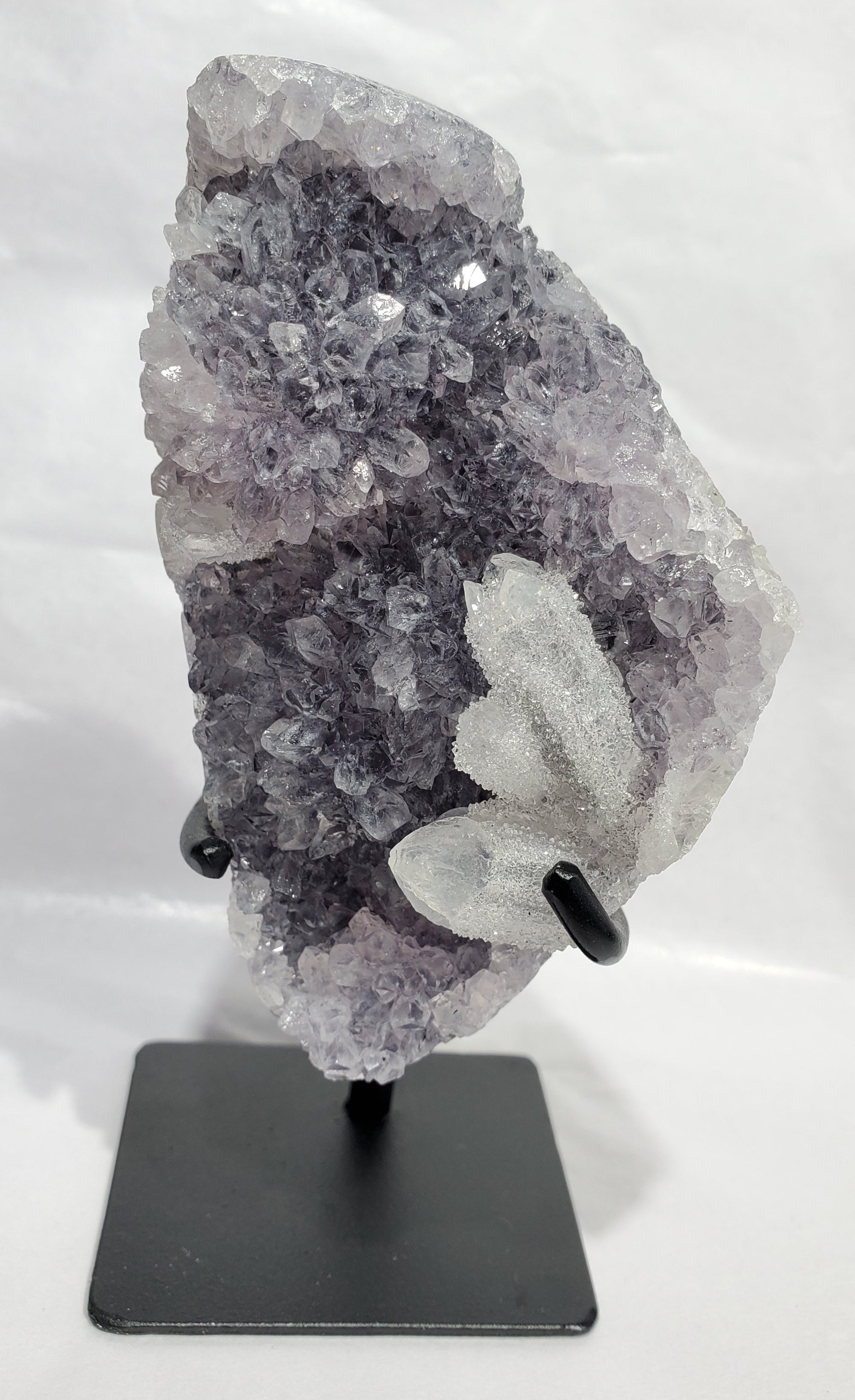 Amethyst with Druzy Quartz on Custom Stand (Uruguay)