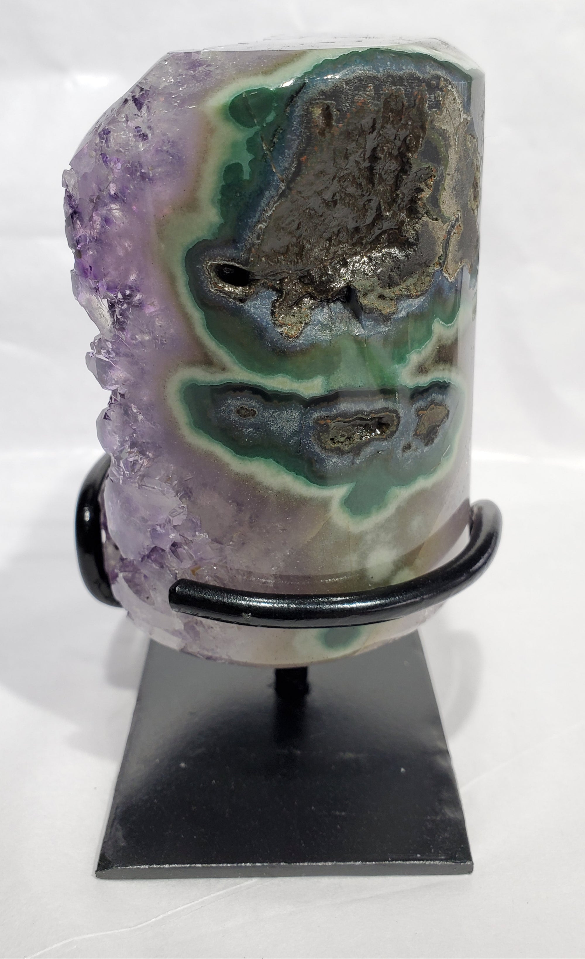Amethyst and Agate on Custom Stand (Uruguay)