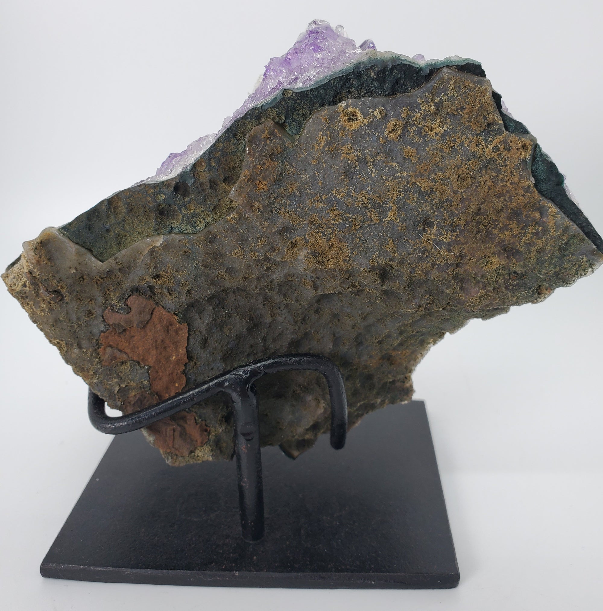 Amethyst and Druzy Calcite on Custom Stand, Uruguay