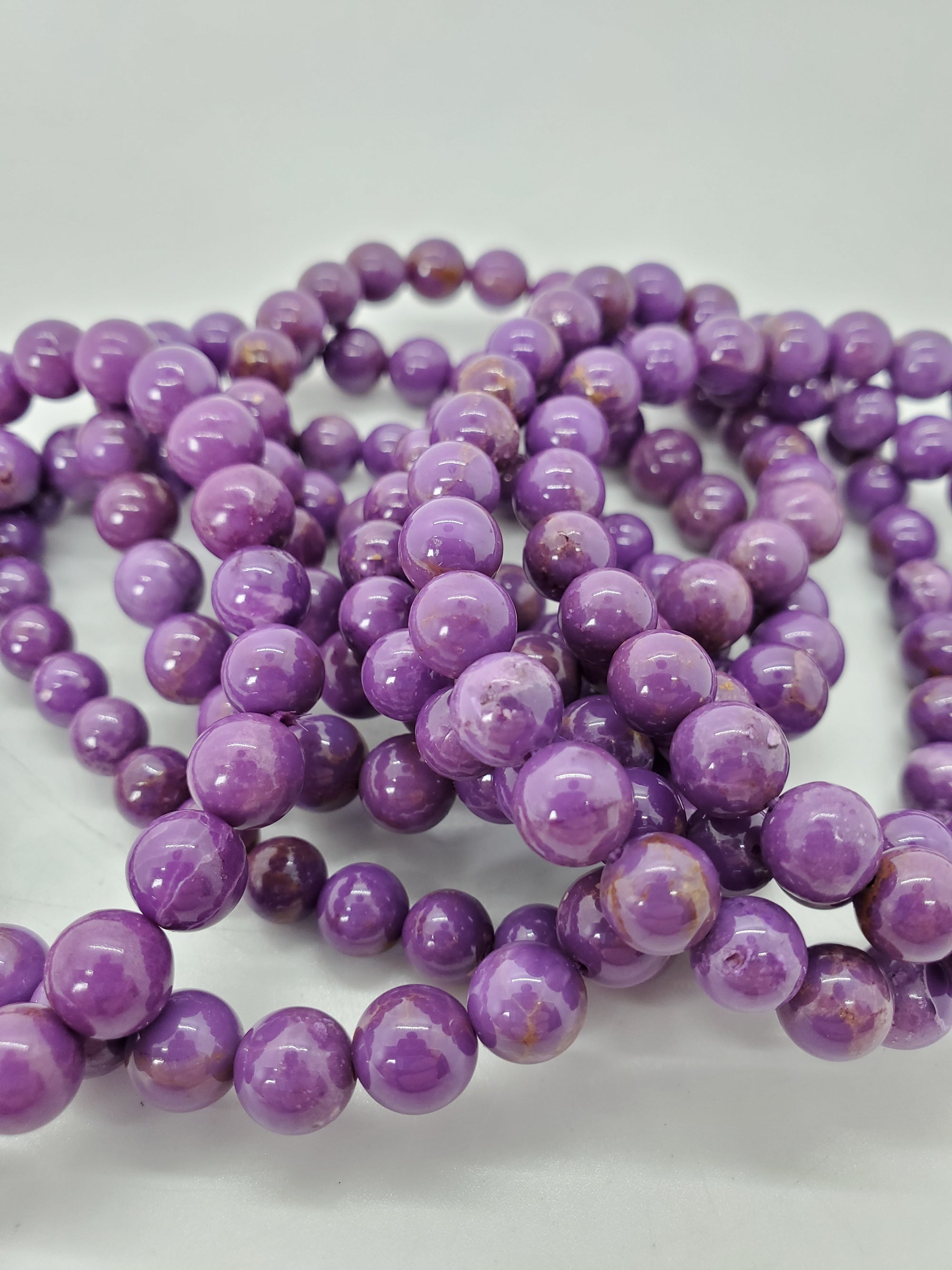 Phosphosiderite Bead Bracelet 7mm