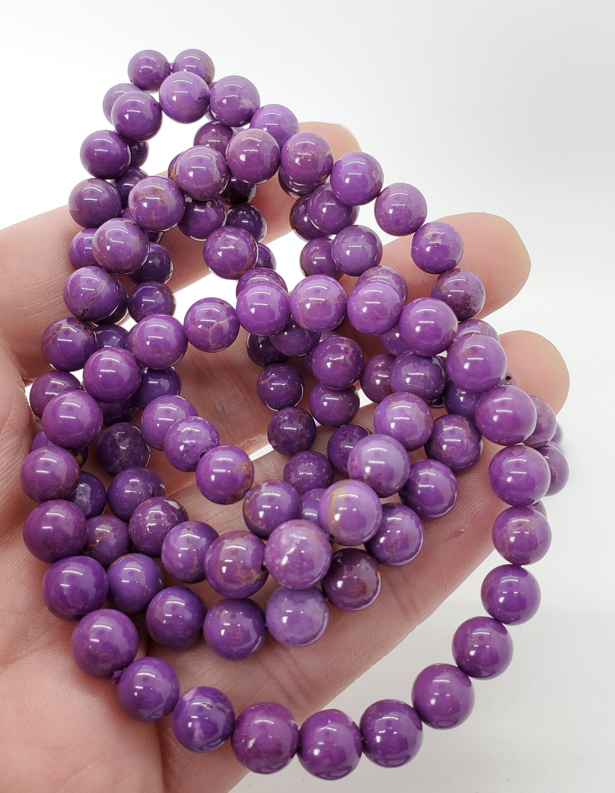 Phosphosiderite Bead Bracelet 7mm