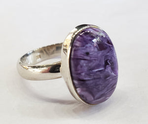 Charoite Ring in Sterling Silver