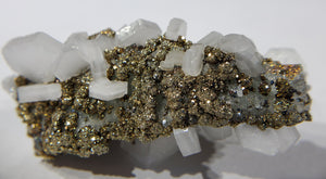 Calcite and Pyrite on Fluorite
