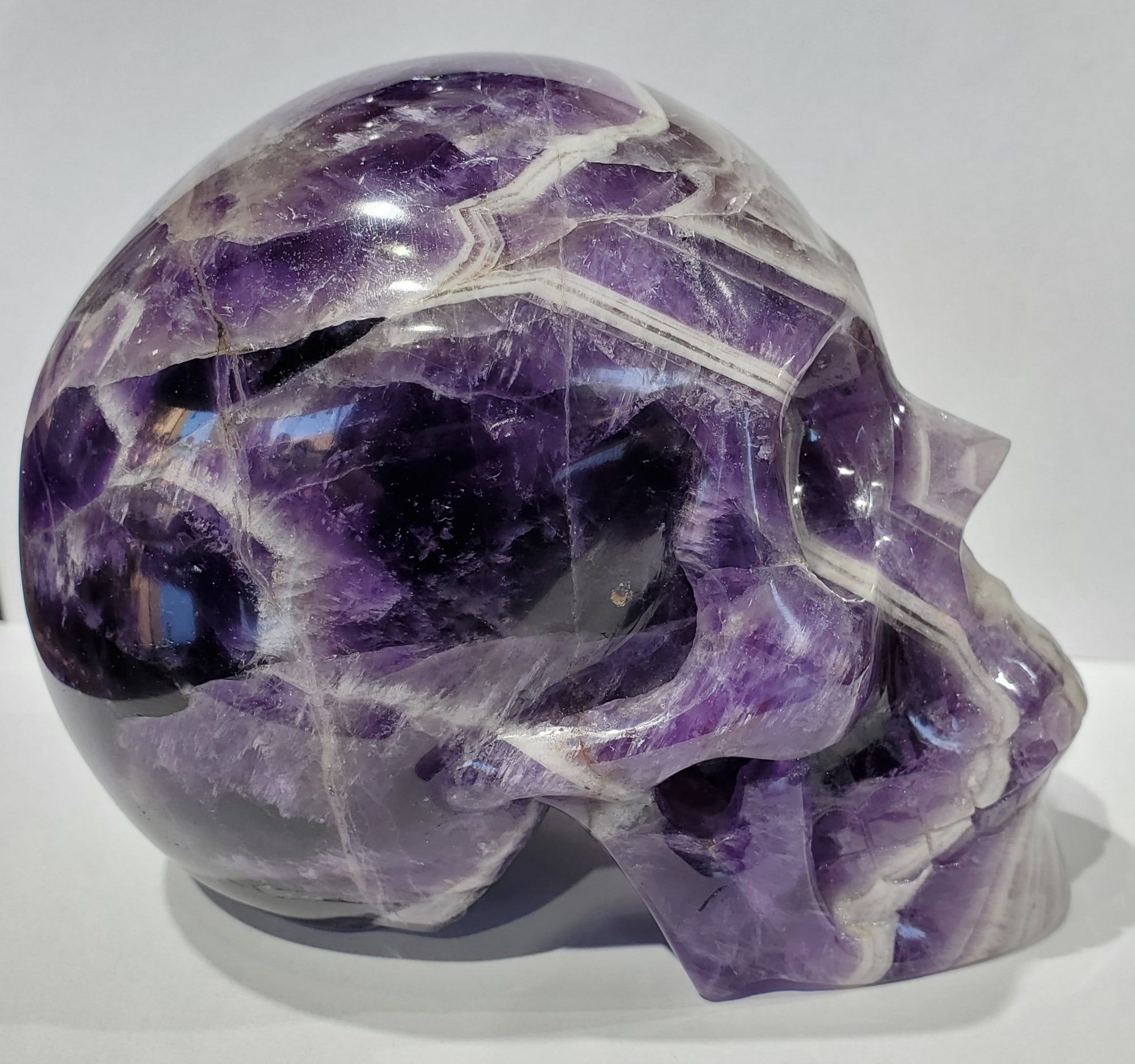 Chevron Amethyst Skull, 3 lbs