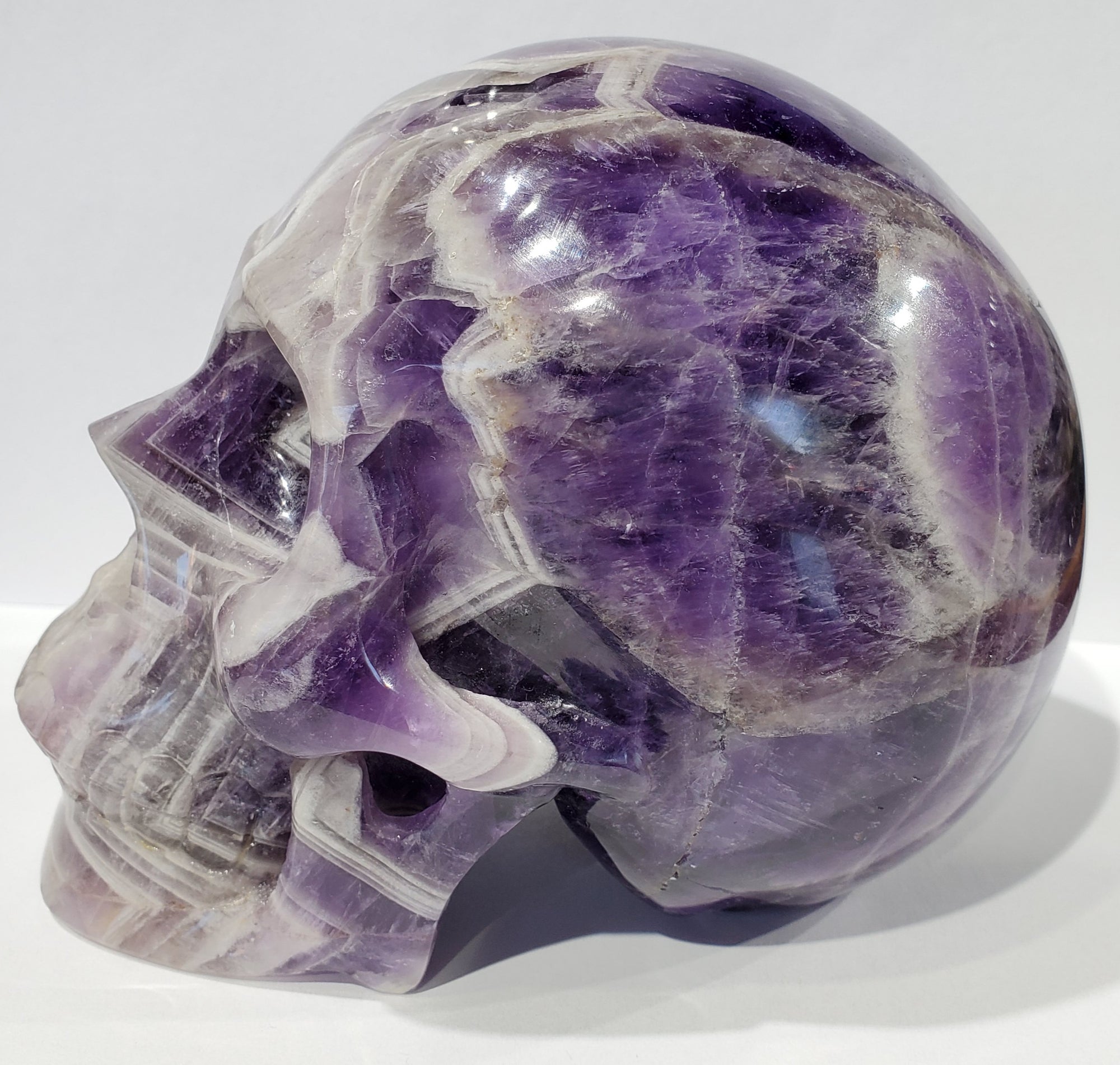 Chevron Amethyst Skull, 3 lbs