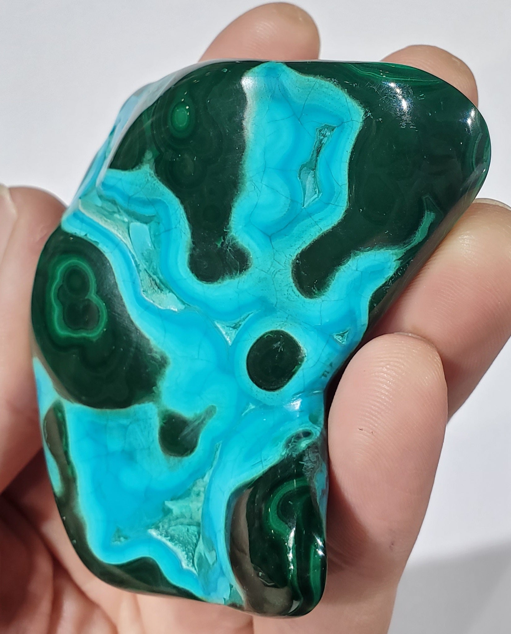 Polished Chrysocolla and Malachite, Congo
