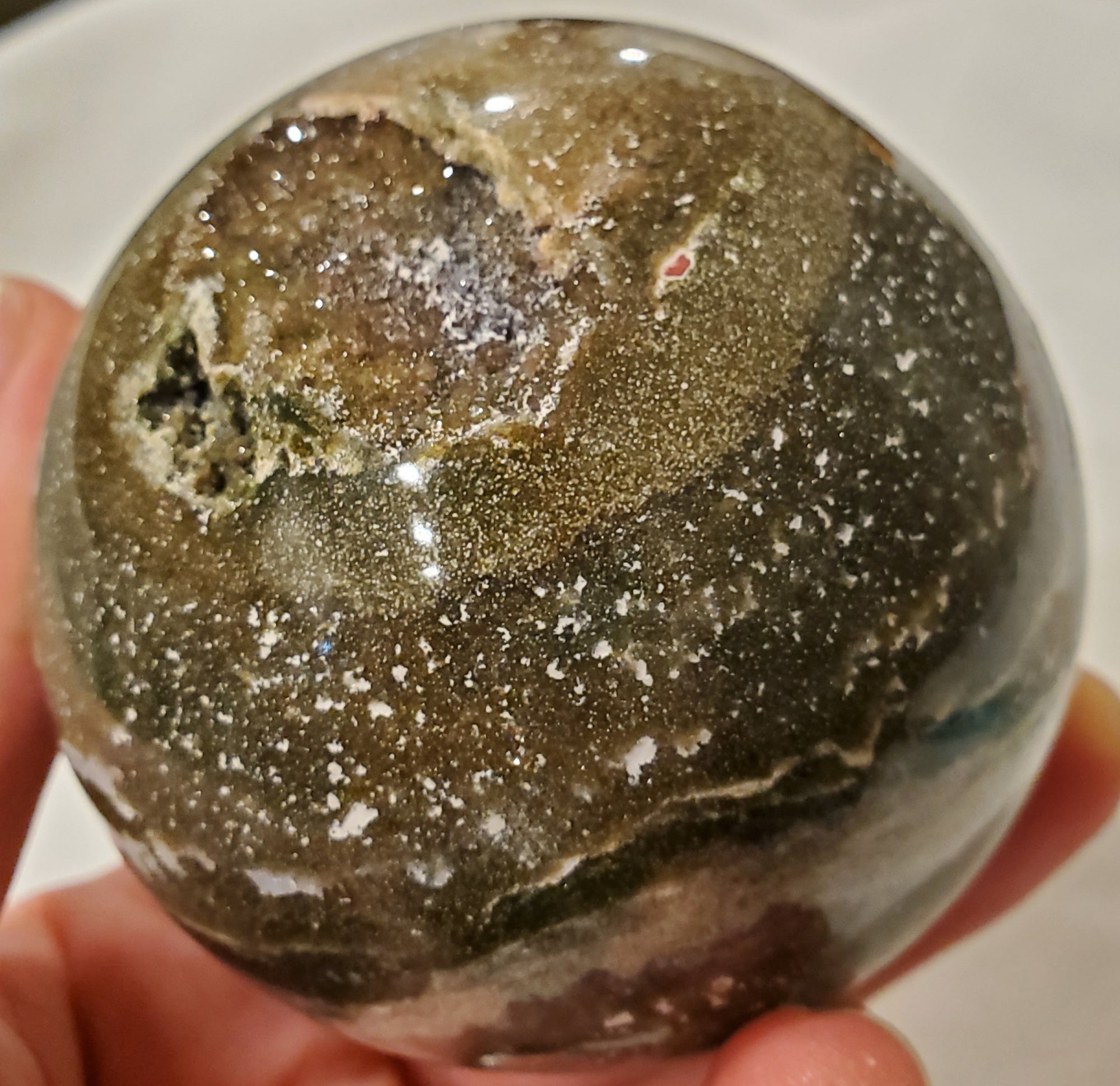 Ocean Jasper Sphere w/ Druzy Quartz, Madagascar