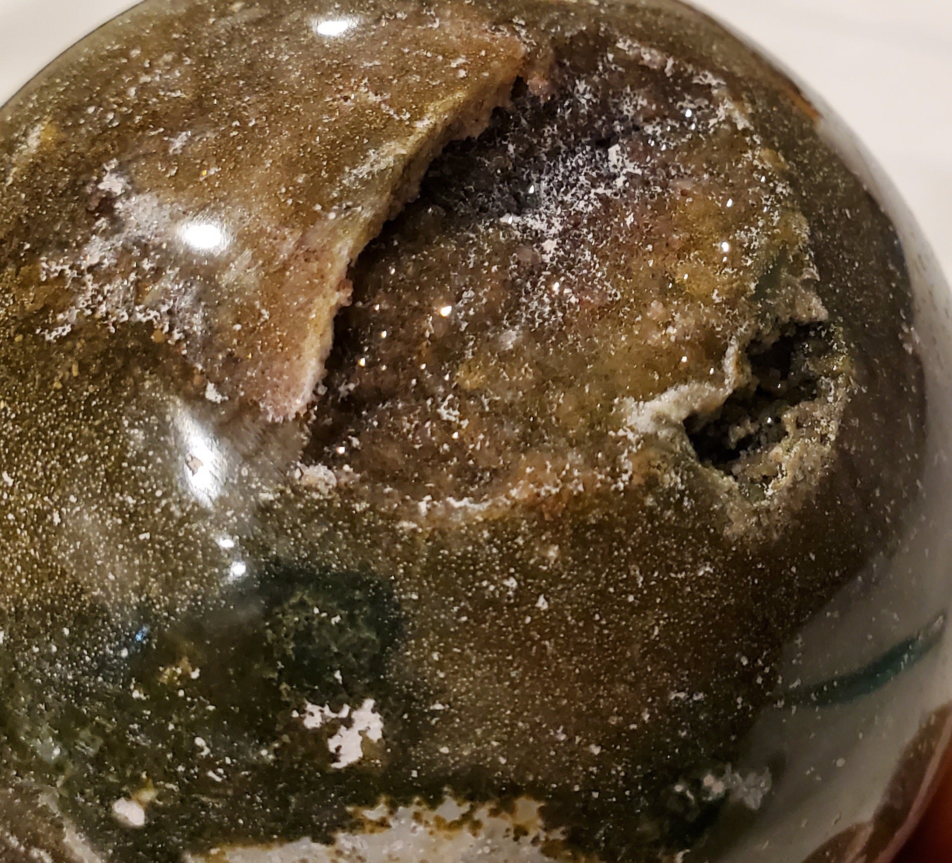 Ocean Jasper Sphere w/ Druzy Quartz, Madagascar