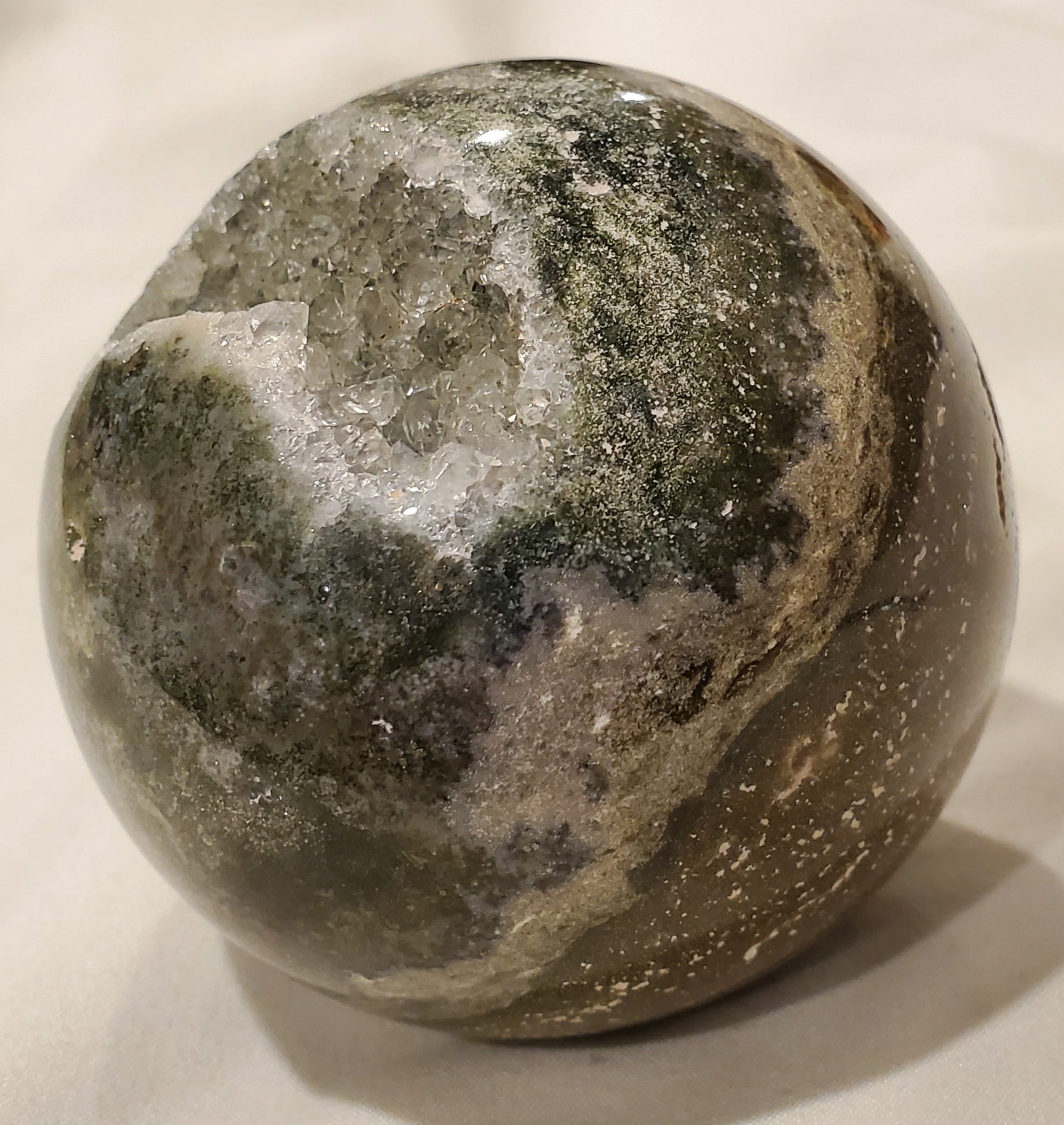 Ocean Jasper Sphere w/ Druzy Quartz, Madagascar