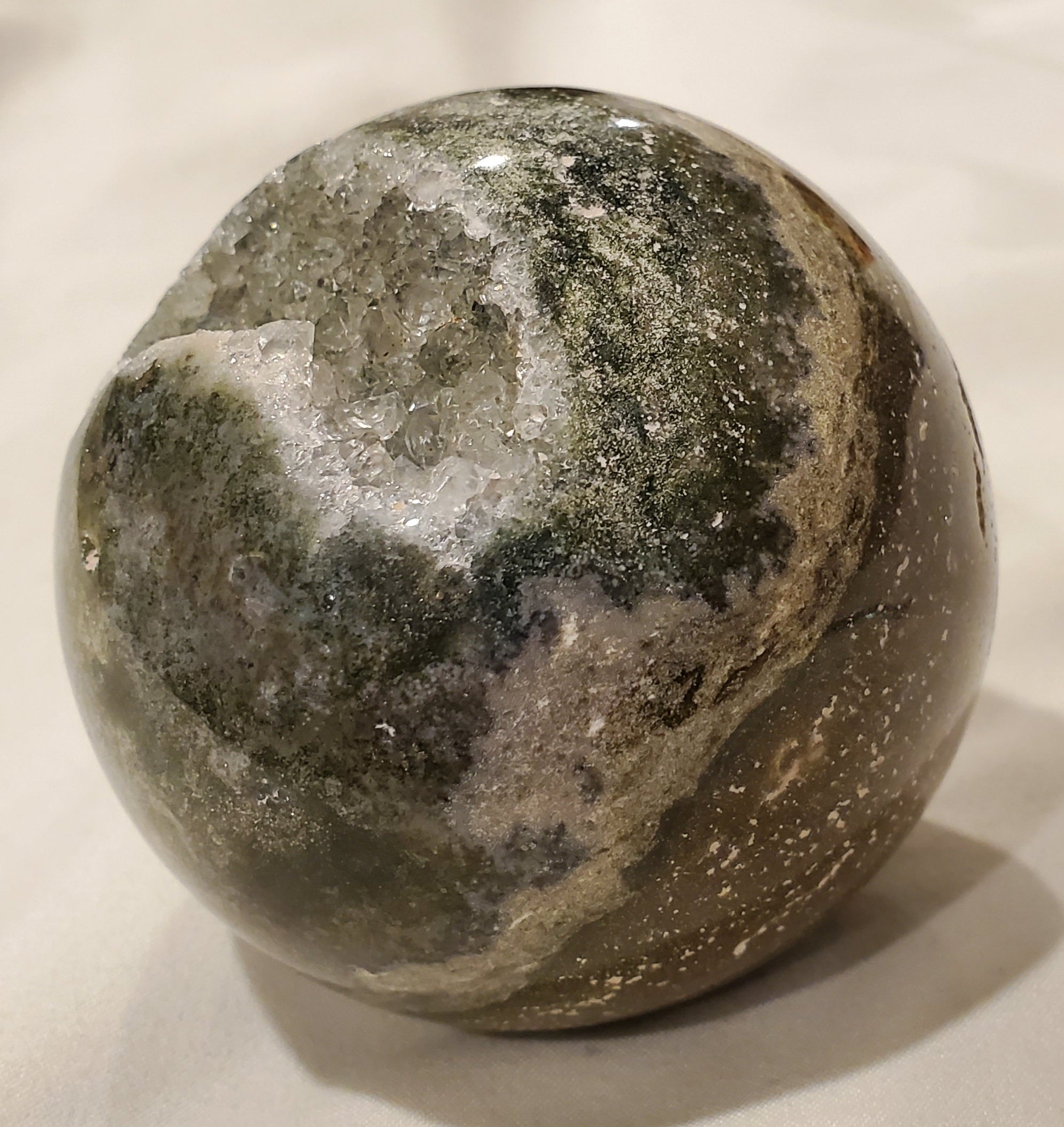 Ocean Jasper Sphere w/ Druzy Quartz, Madagascar
