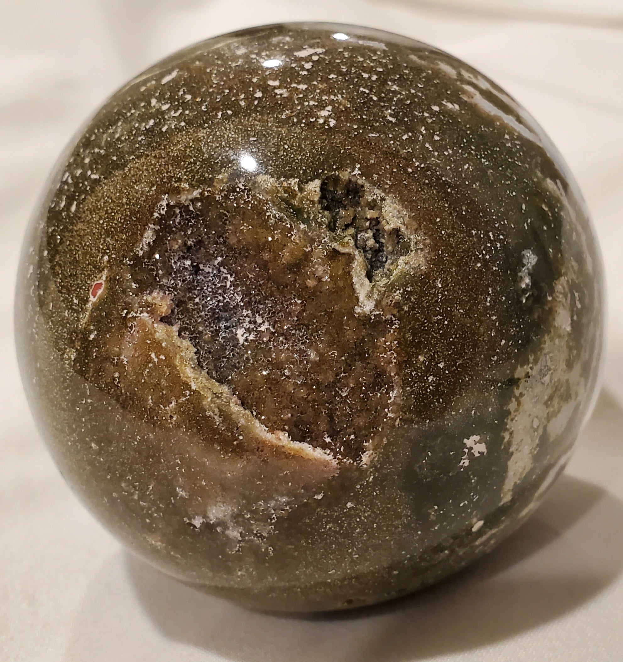 Ocean Jasper Sphere w/ Druzy Quartz, Madagascar