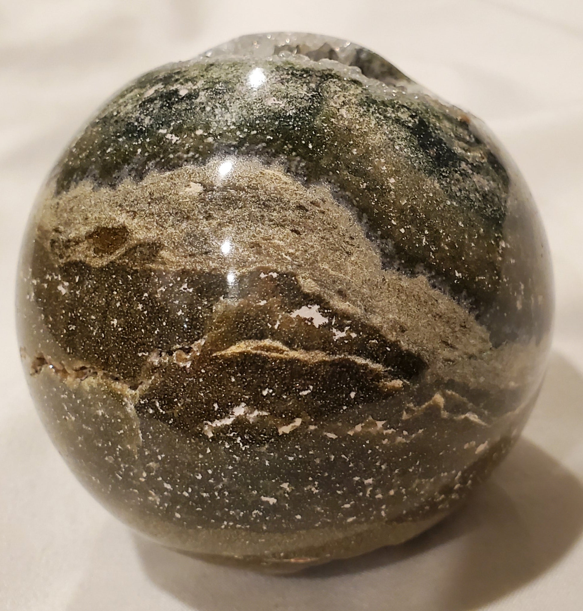 Ocean Jasper Sphere w/ Druzy Quartz, Madagascar