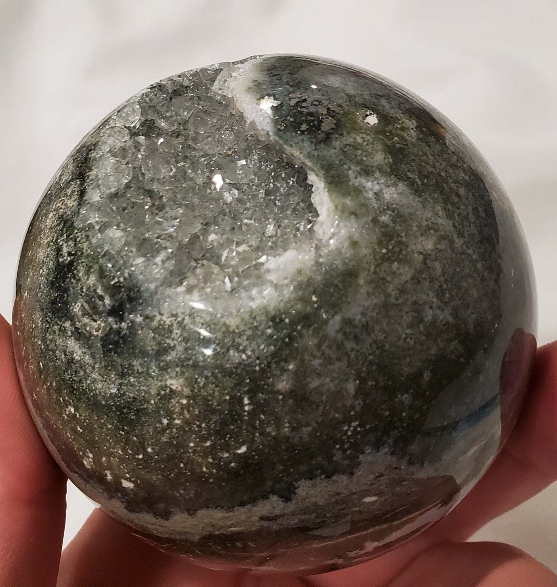 Ocean Jasper Sphere w/ Druzy Quartz, Madagascar