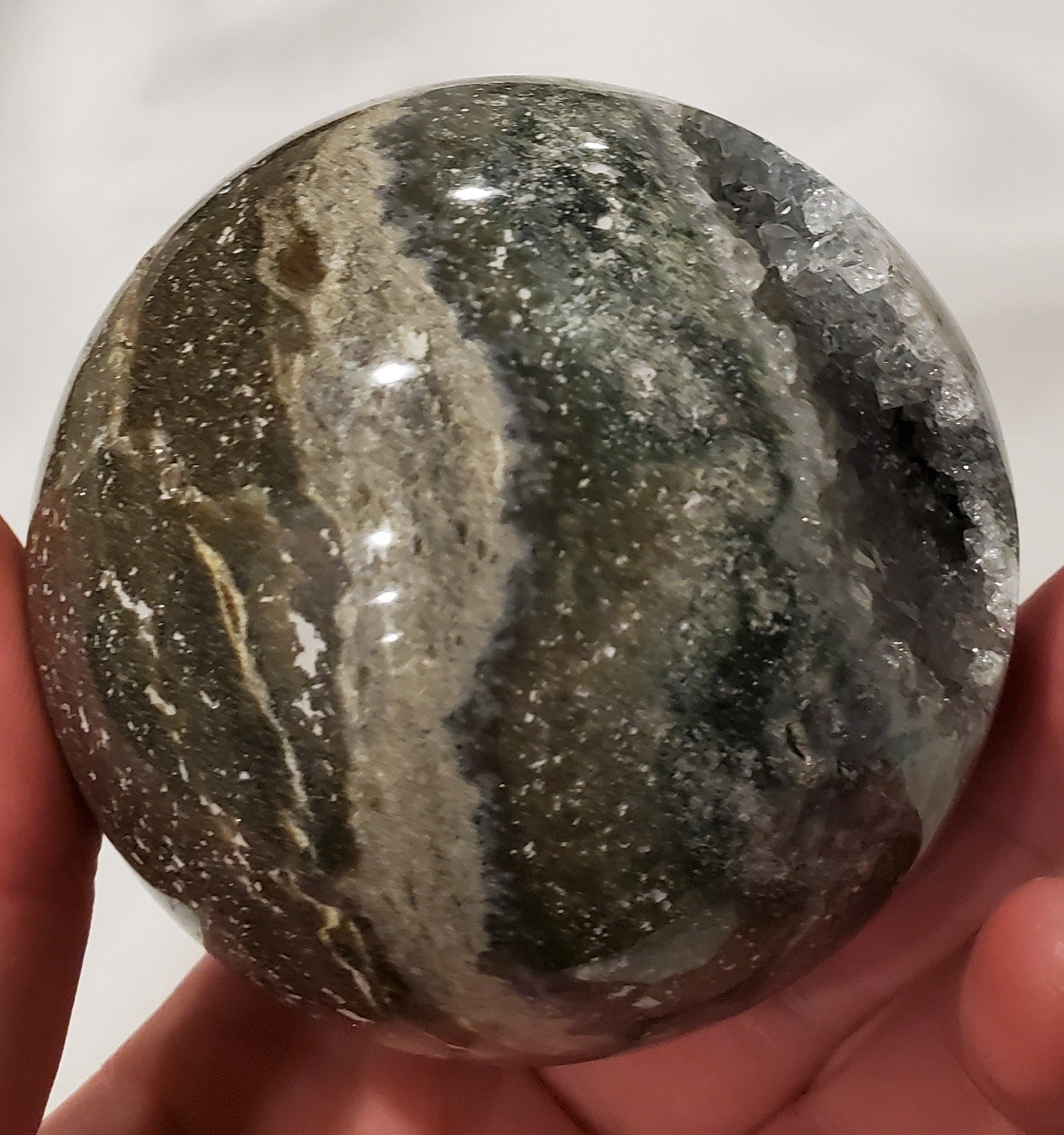 Ocean Jasper Sphere w/ Druzy Quartz, Madagascar