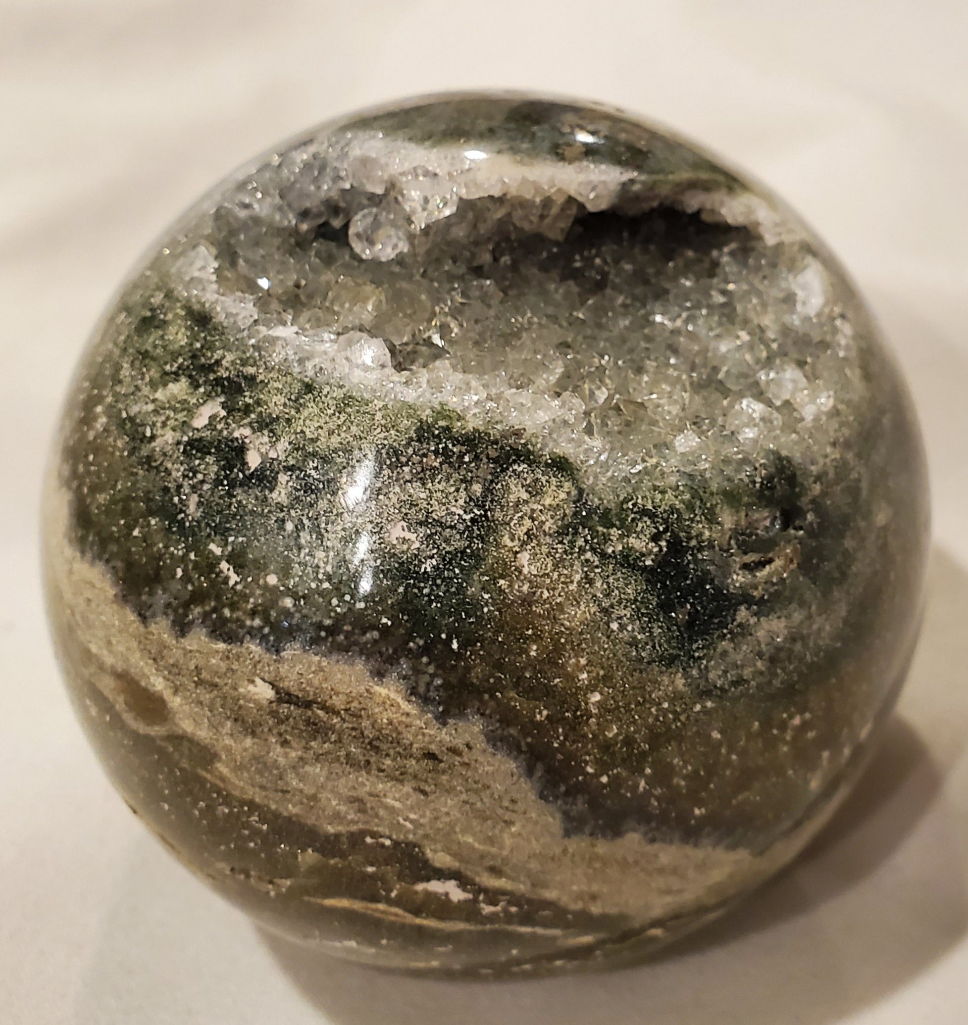 Ocean Jasper Sphere w/ Druzy Quartz, Madagascar
