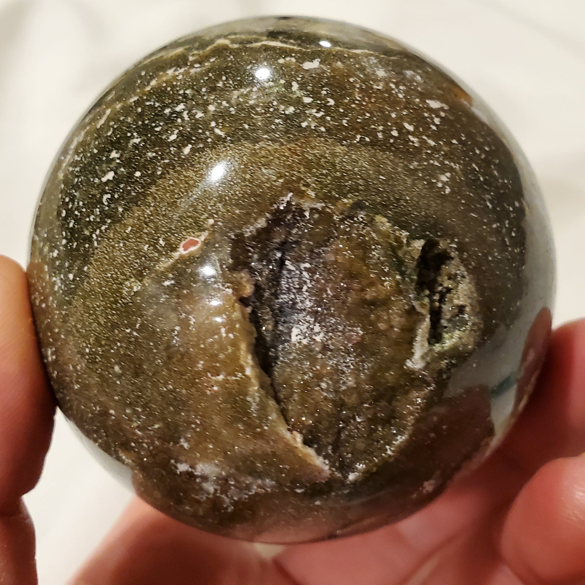 Ocean Jasper Sphere w/ Druzy Quartz, Madagascar