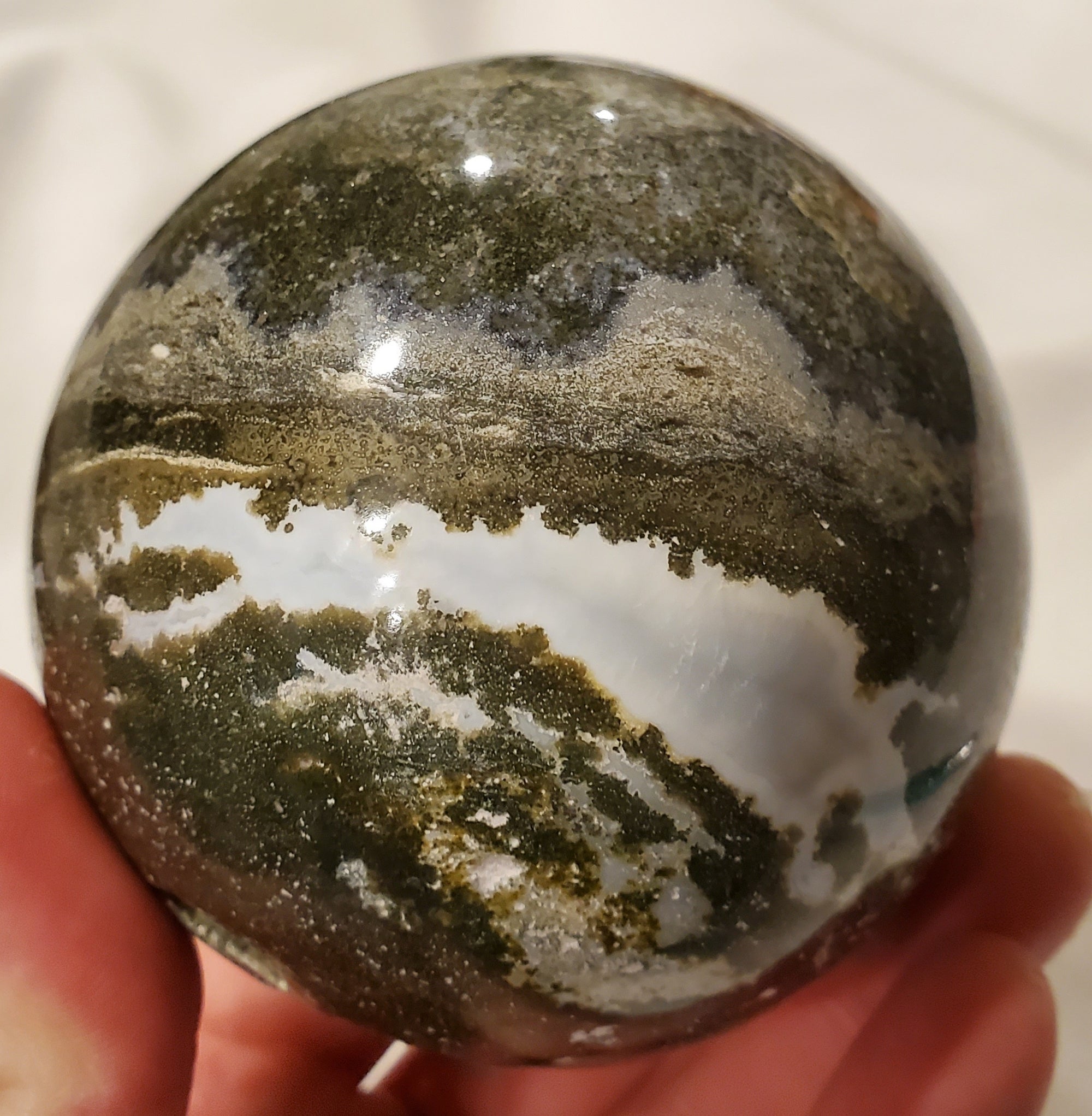 Ocean Jasper Sphere w/ Druzy Quartz, Madagascar